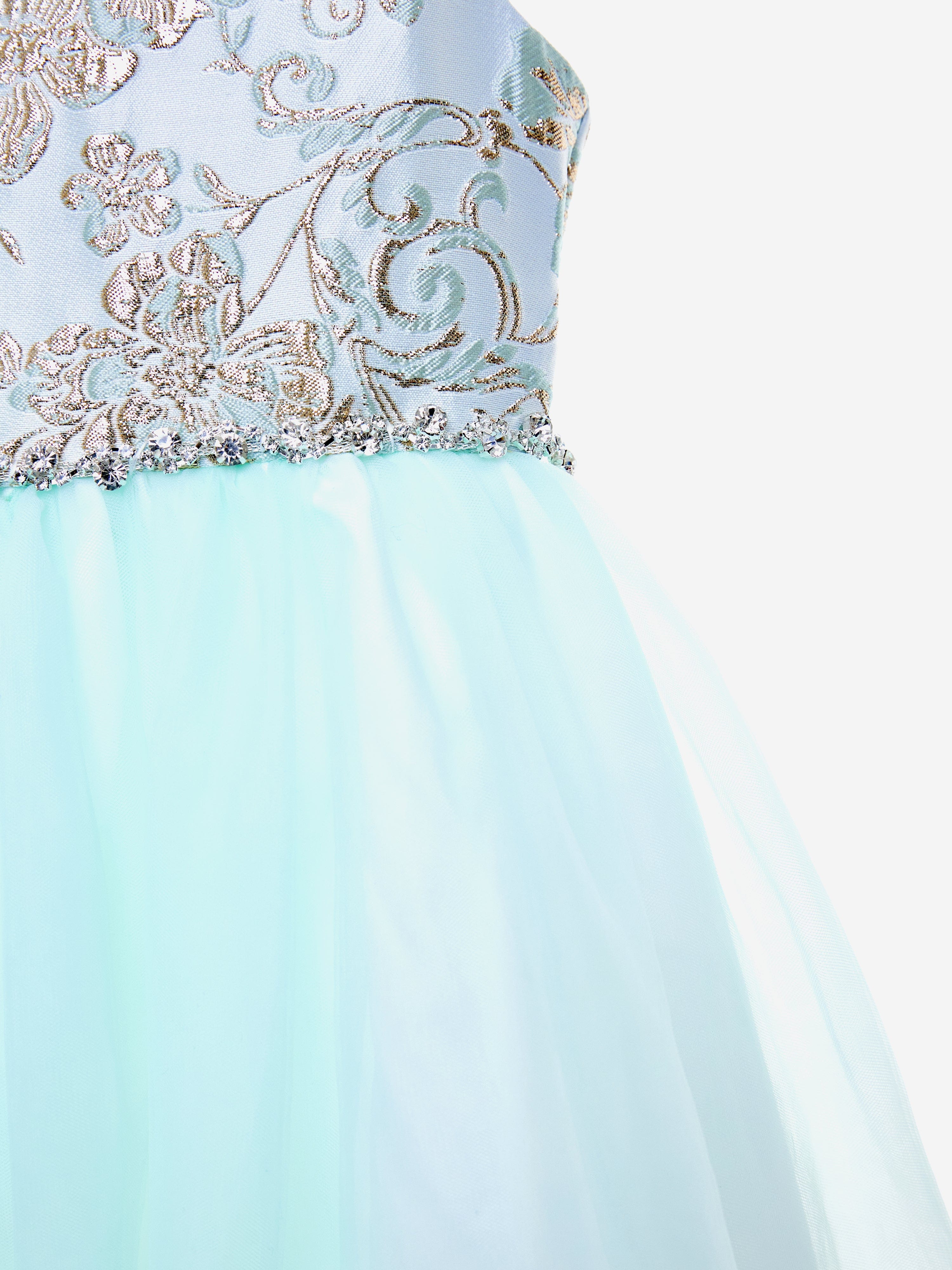 Girls Crystal Cascade Dress in Green Clearance In China
