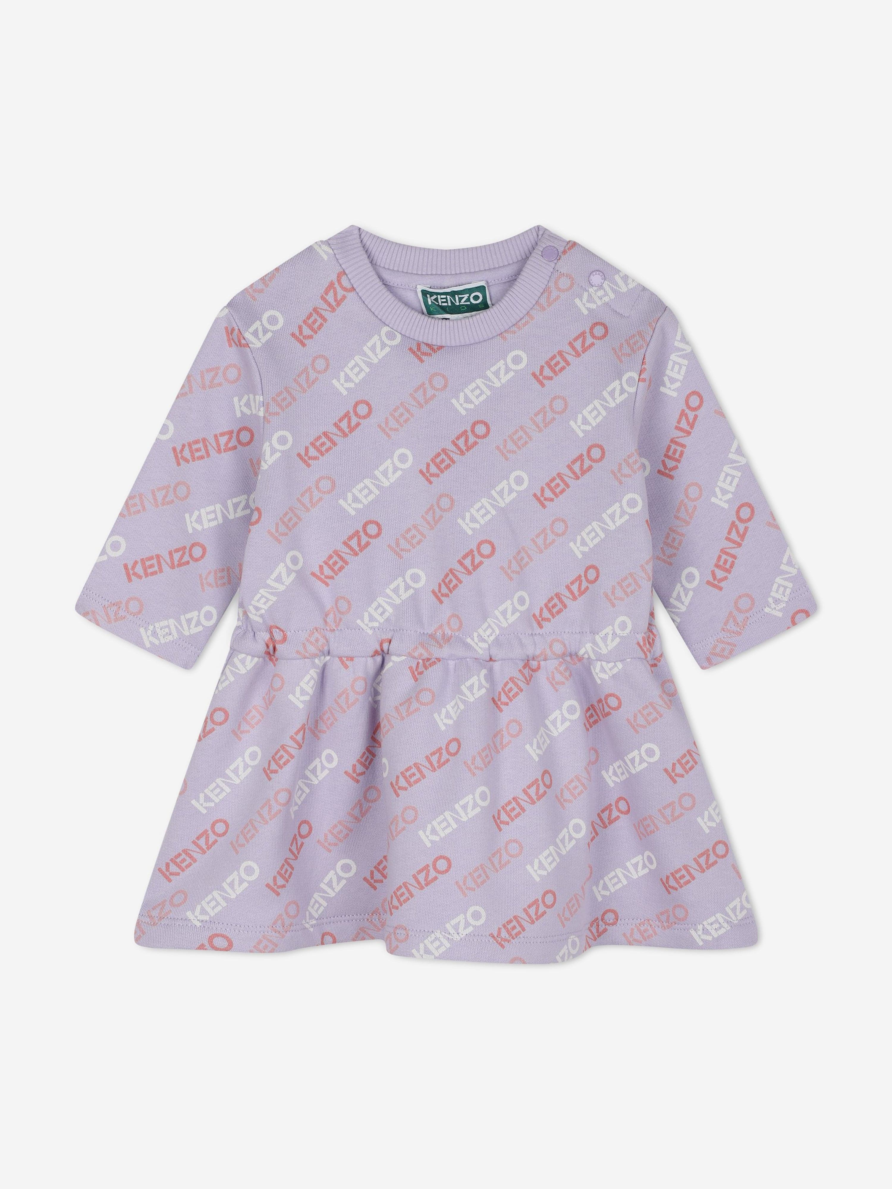 KENZO Baby Girls Logo Sweater Dress in Purple Free Shipping Hot Sale