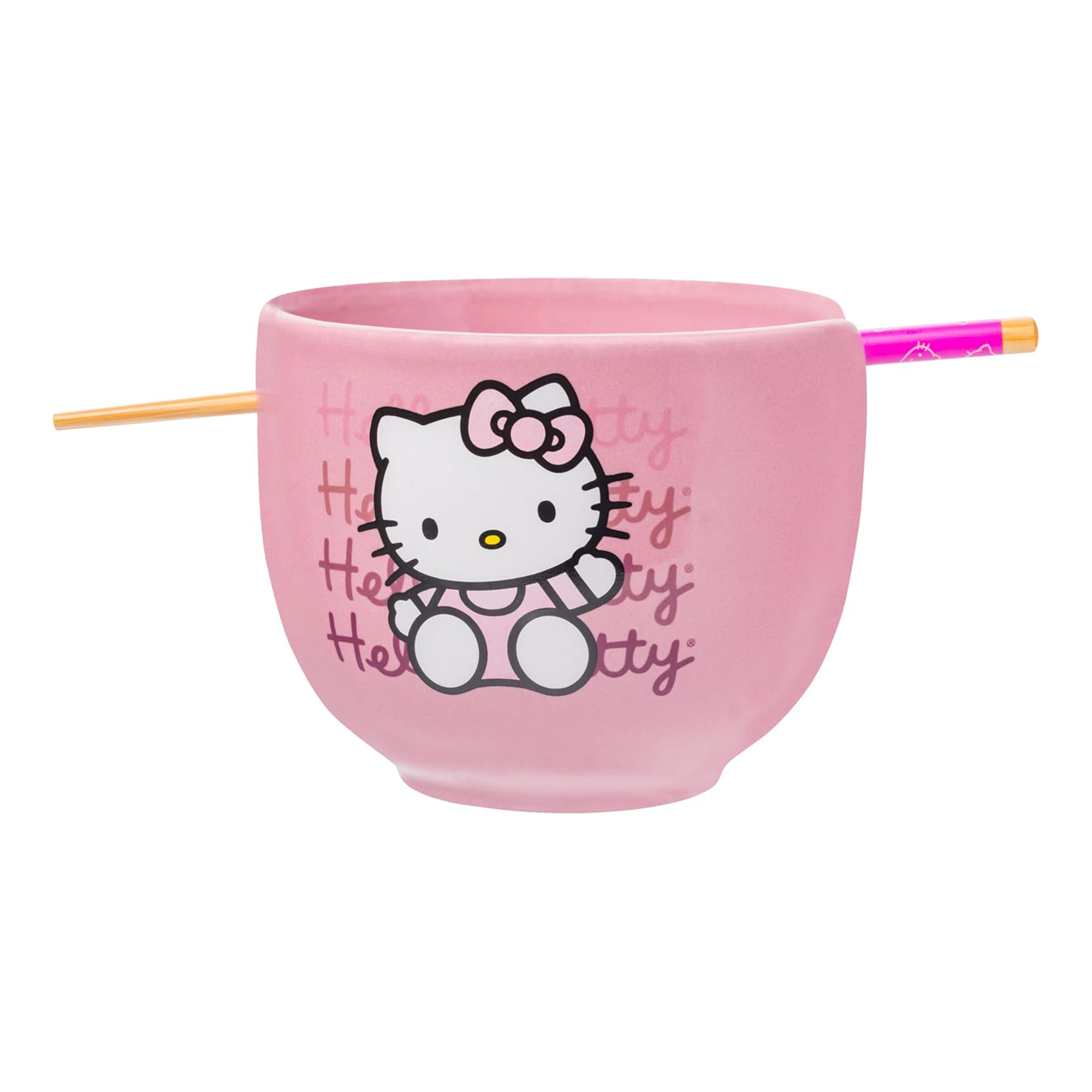 Hello Kitty Ceramic Ramen Bowl and Chopstick Set (Pink Wave) Free Shipping Order