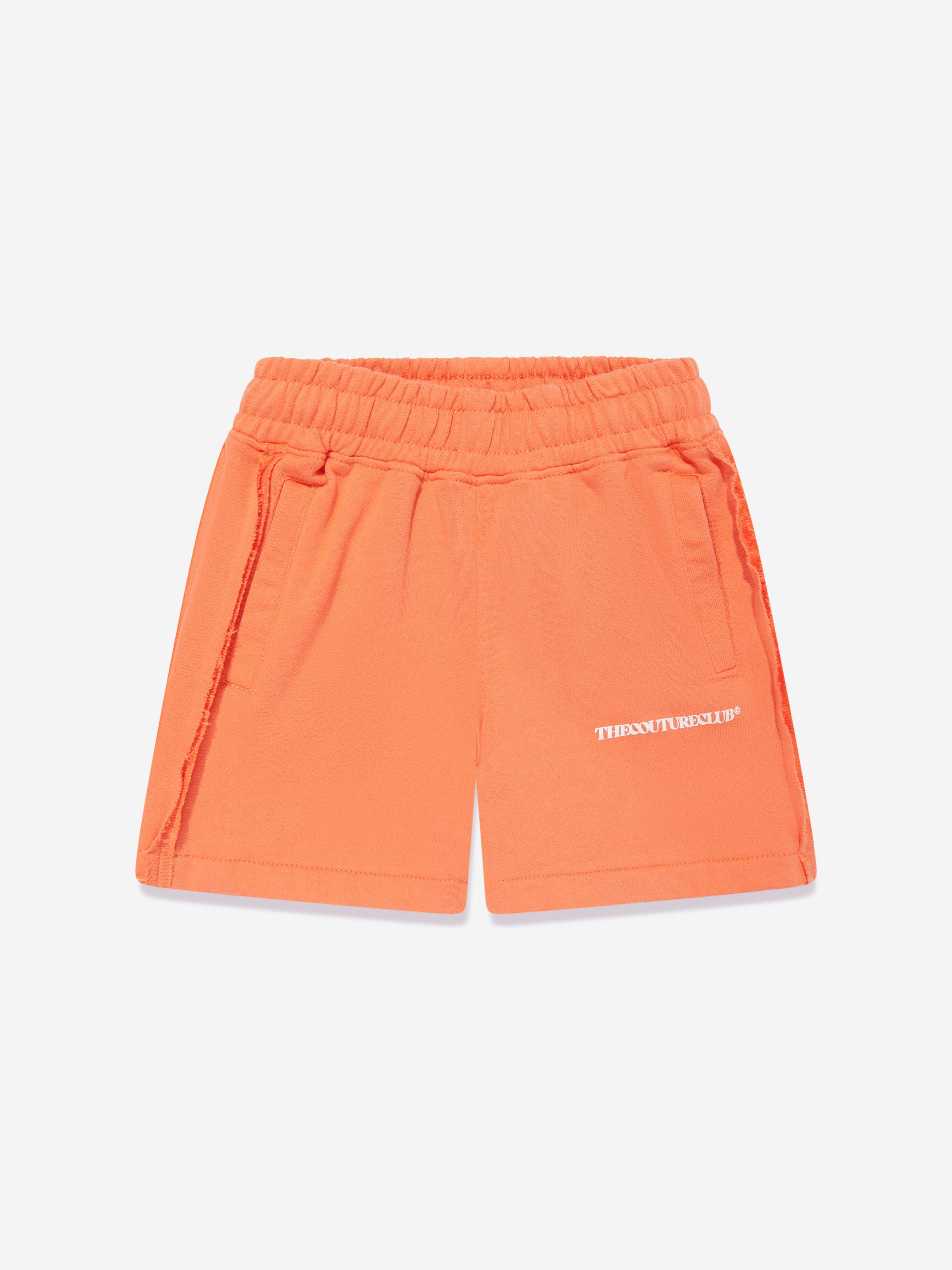 The Couture Club Kids Raw Seam Shorts in Orange For Sale Online