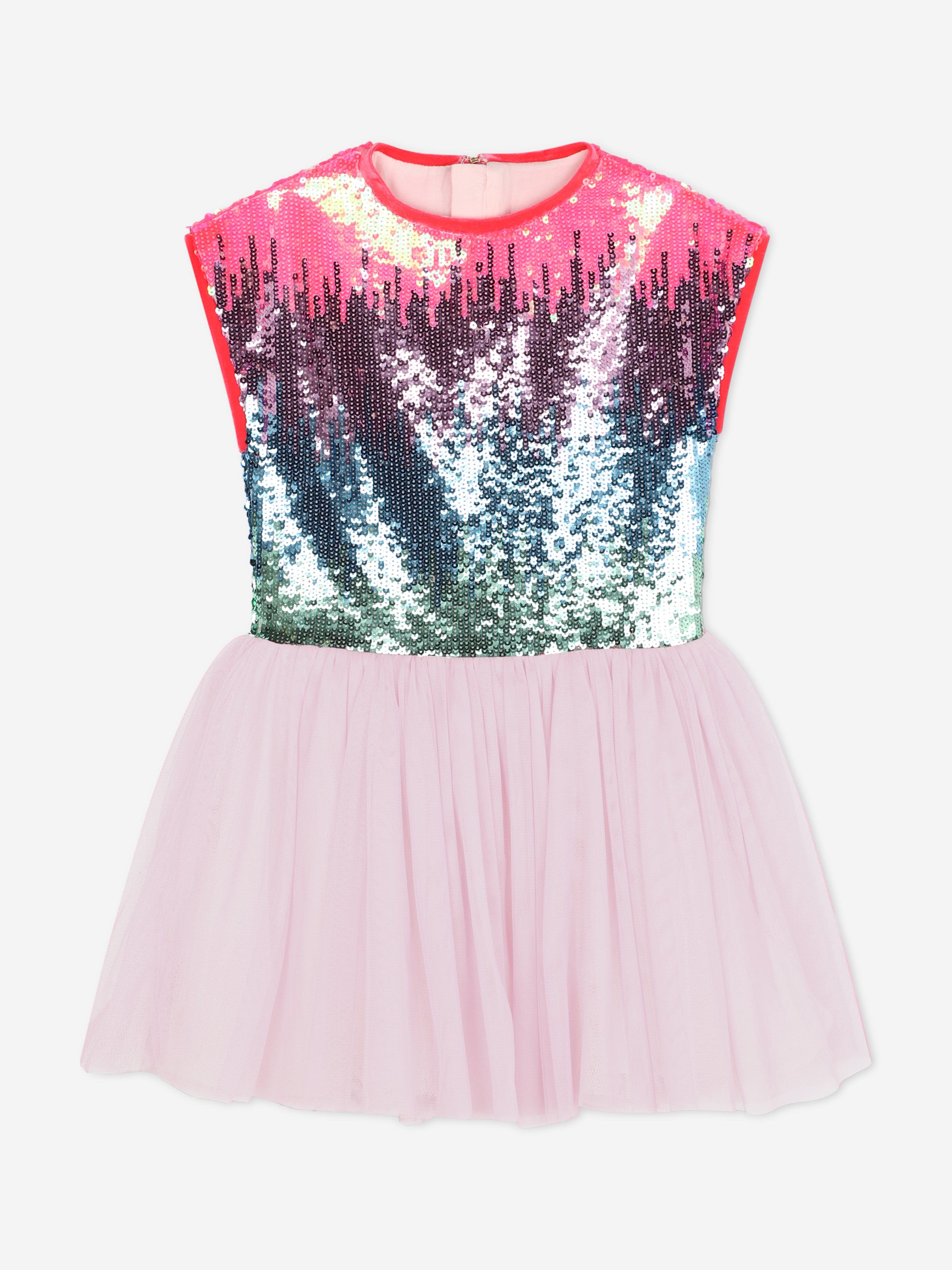 Billieblush Girls Sequin And Mesh Occasion Dress in Pink Outlet Nicekicks