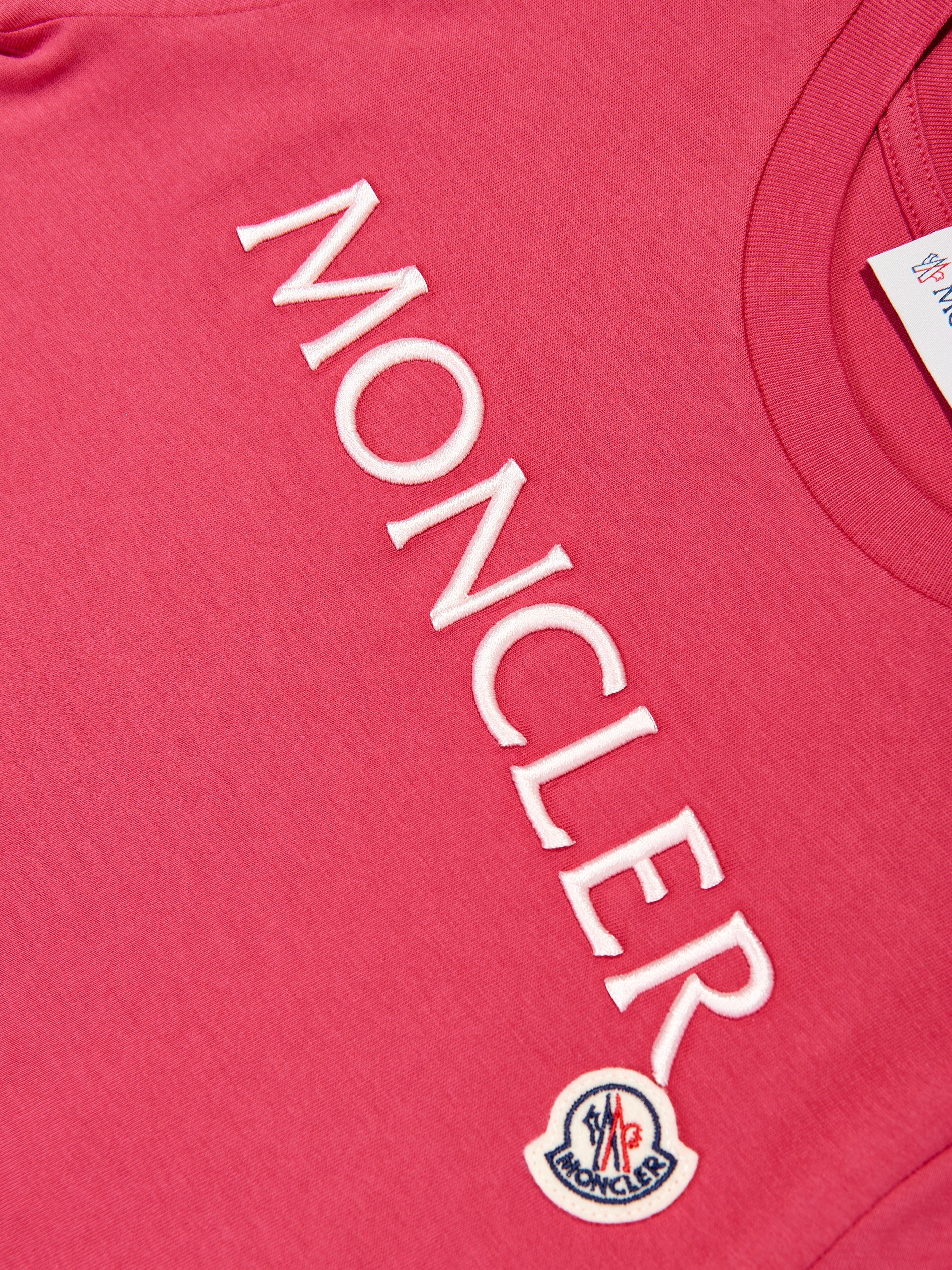 Moncler Enfant Girls Logo T-Shirt in Red Discount Explore