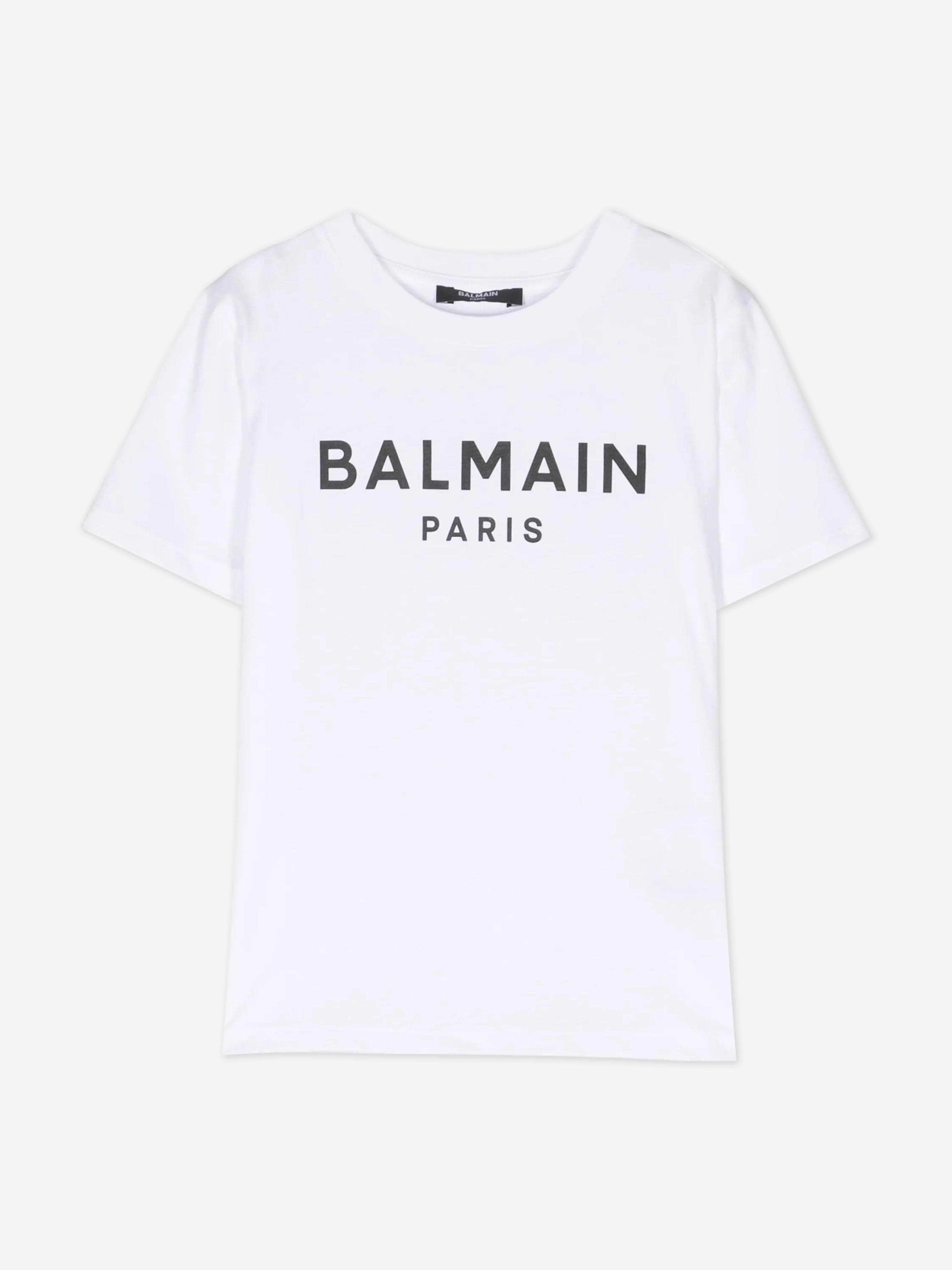 Balmain Kids Logo T-Shirt in White Clearance Big Sale