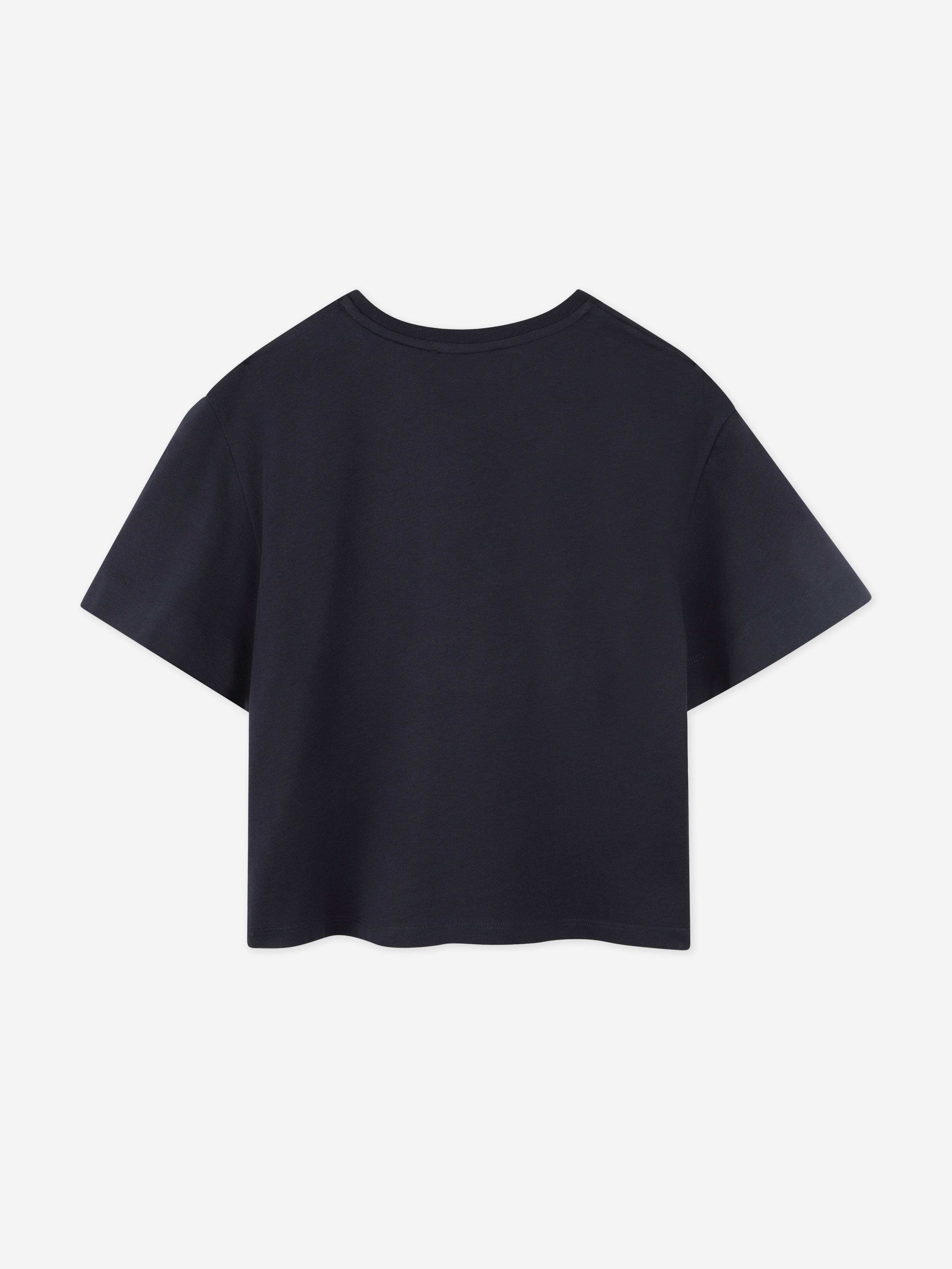 Chlo¨¦ Girls Embroidered Paris Logo T-Shirt in Navy Discount Exclusive
