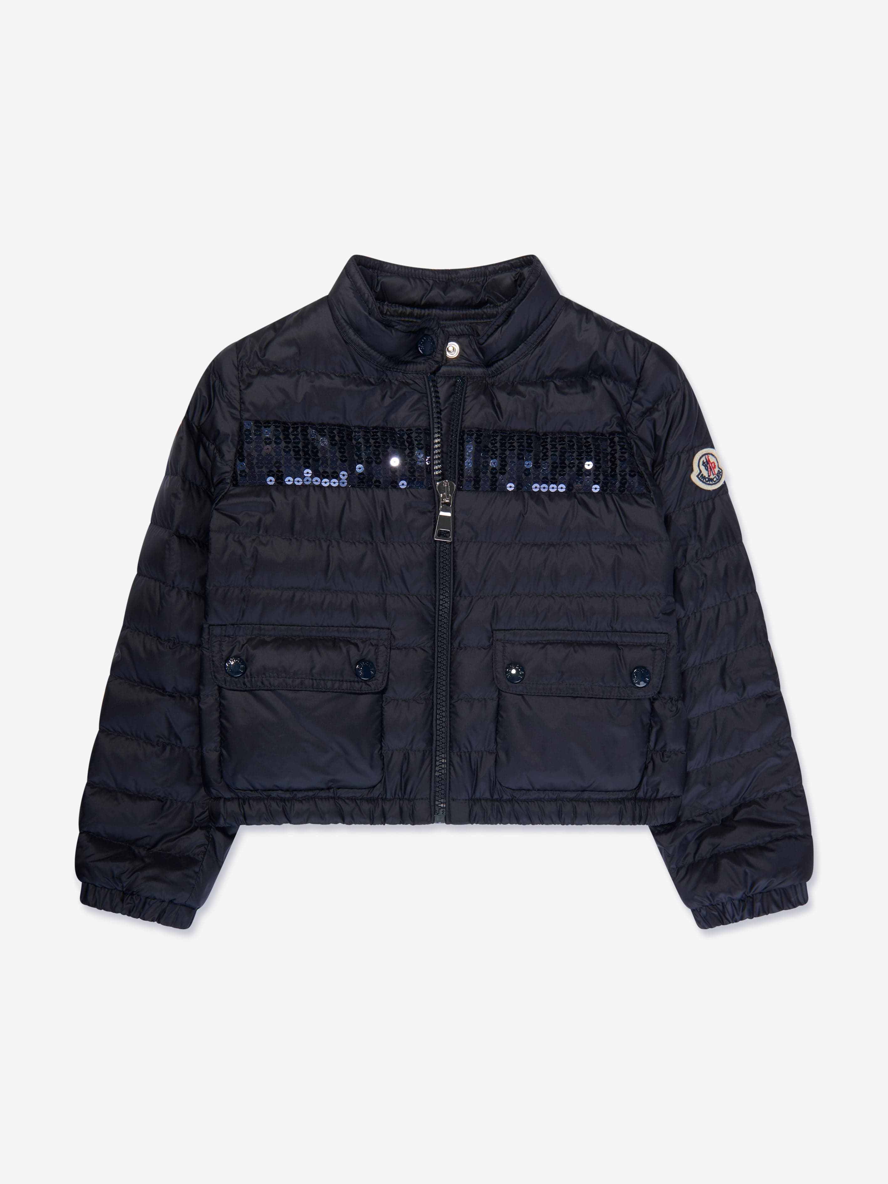 Moncler Enfant Girls Down Padded Palans Jacket in Navy Deals