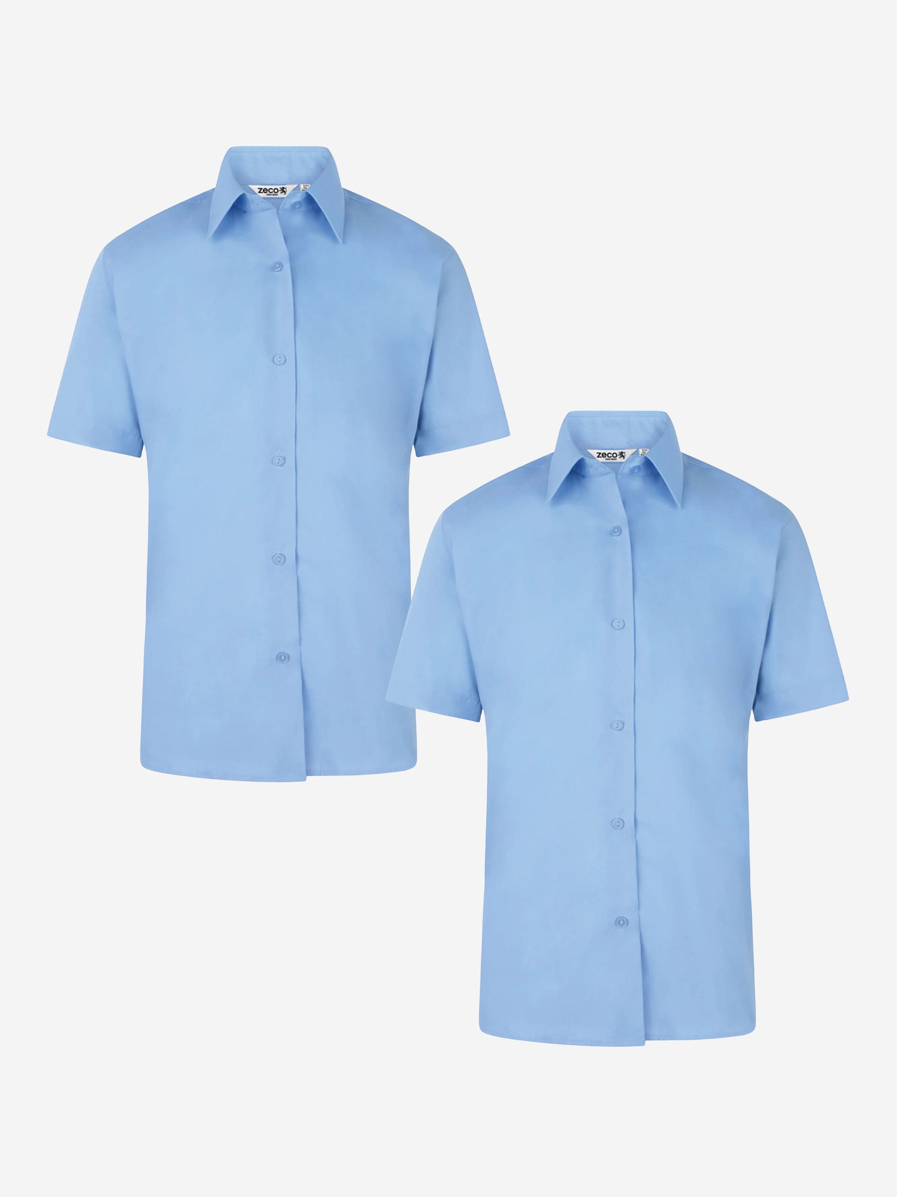 Zeco Girls School Short Sleeve Blouse Twin Pack in Blue Cheap Sale Footaction