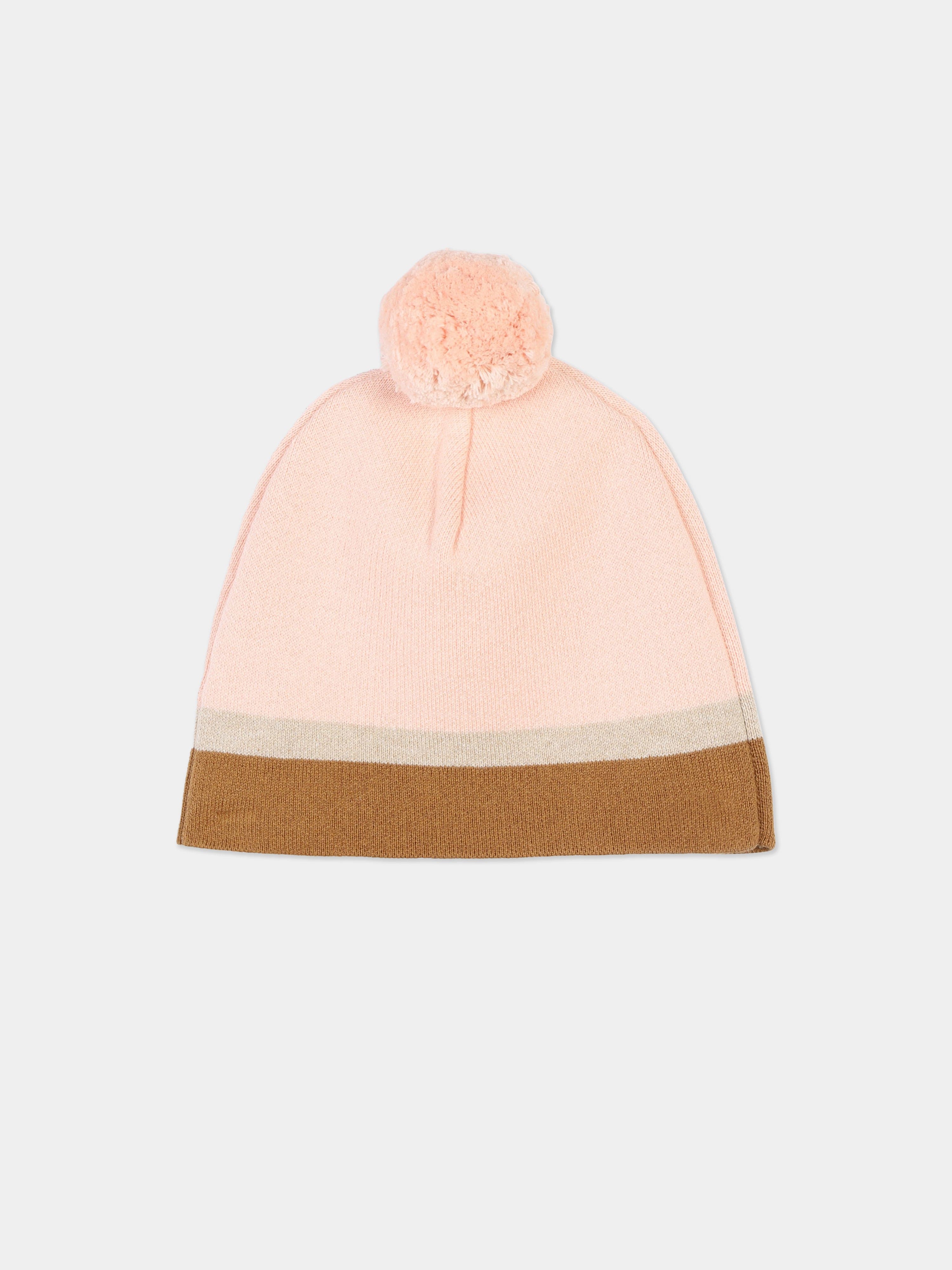 Chlo¨¦ Girls Knitted Bobble Hat in Pink Excellent