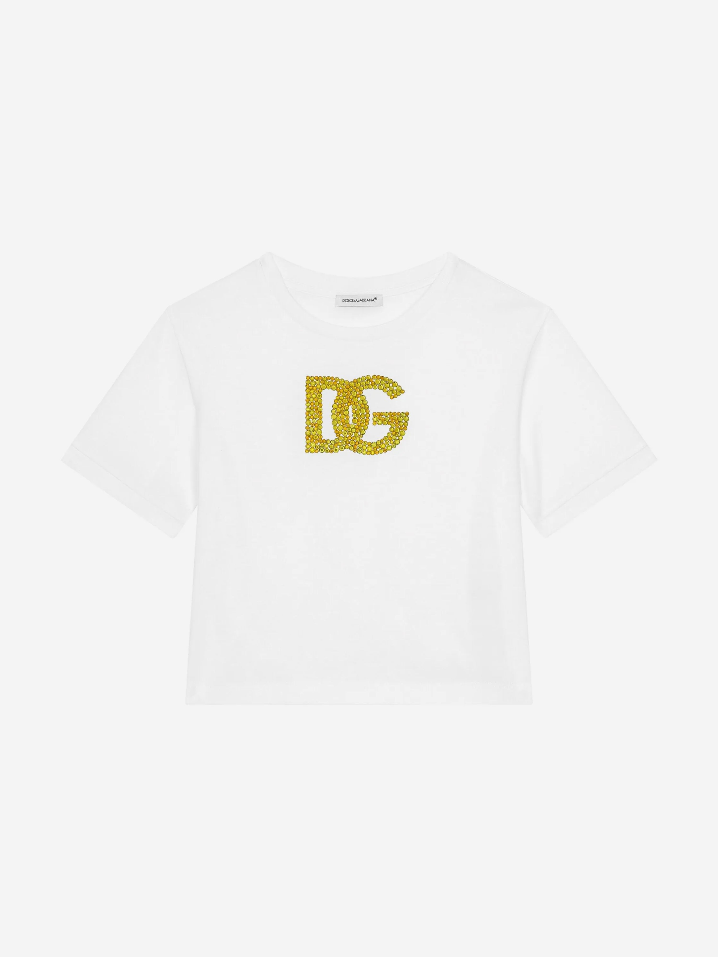 Dolce & Gabbana Girls Maiolica Logo T-Shirt in White Buy Online Cheap