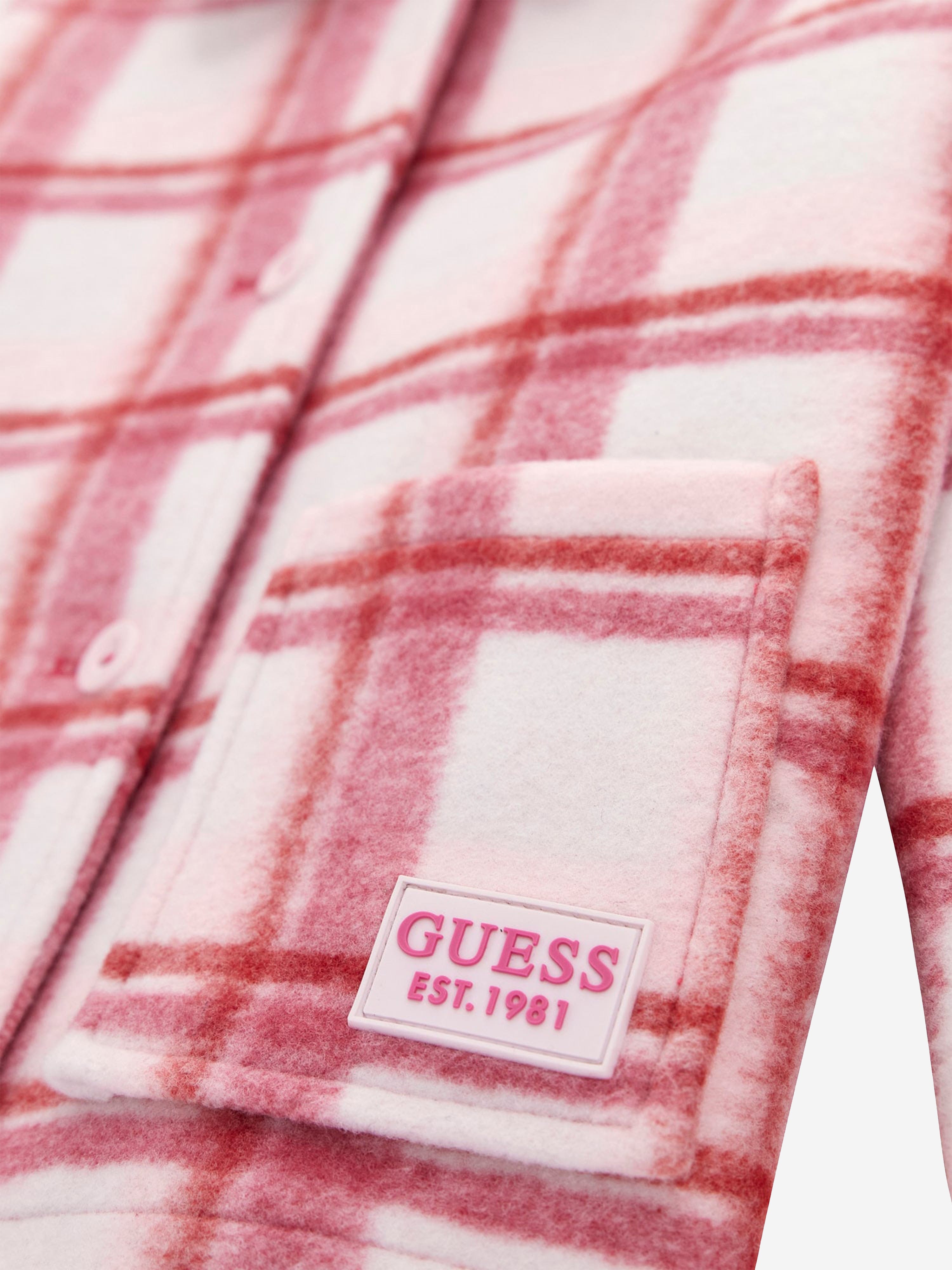 Guess Girls Check Bonded Cloth Jacket in Pink Pices Online