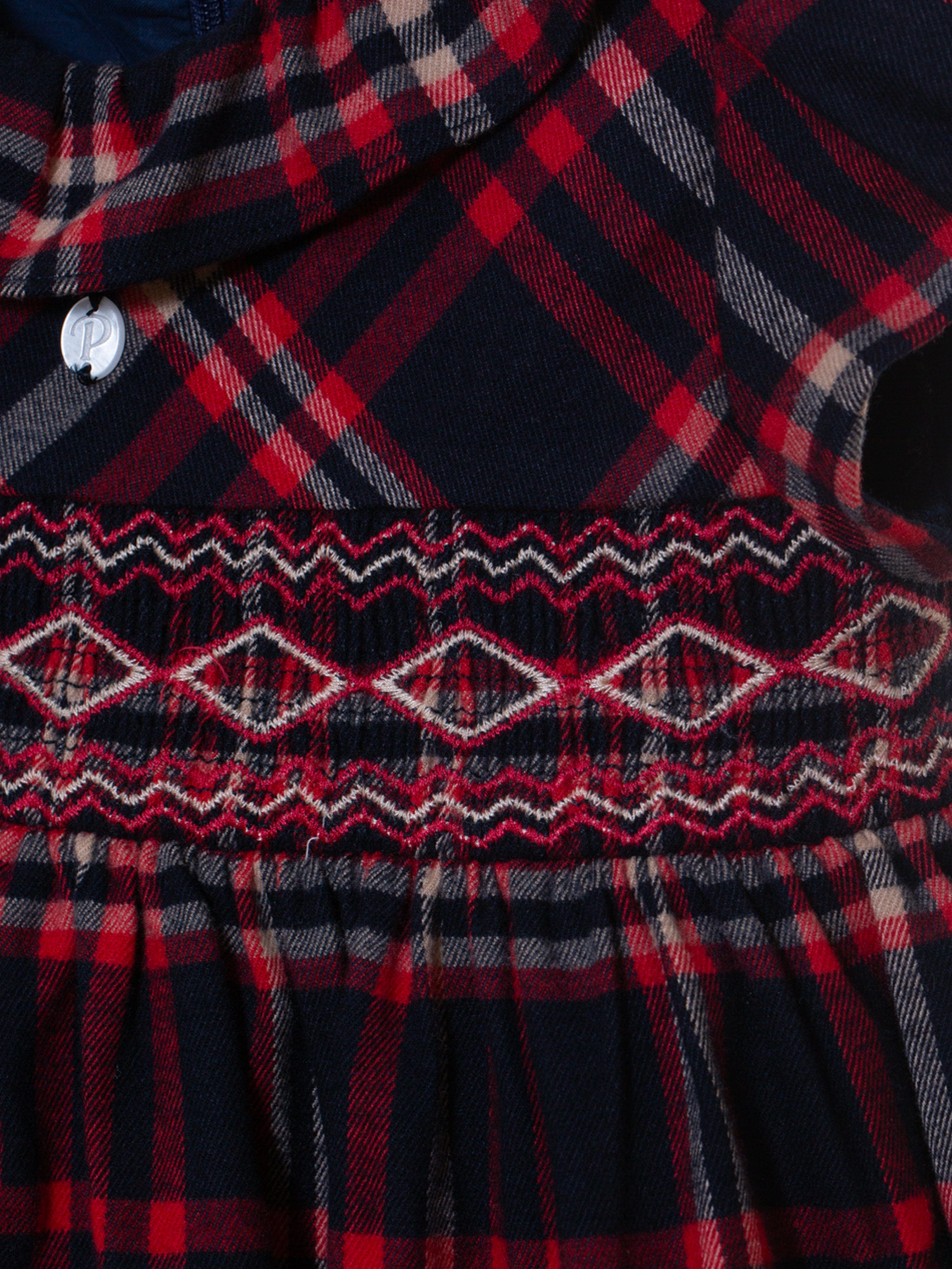 Patachou Baby Girls Tartan Dress in Navy Pay With Visa