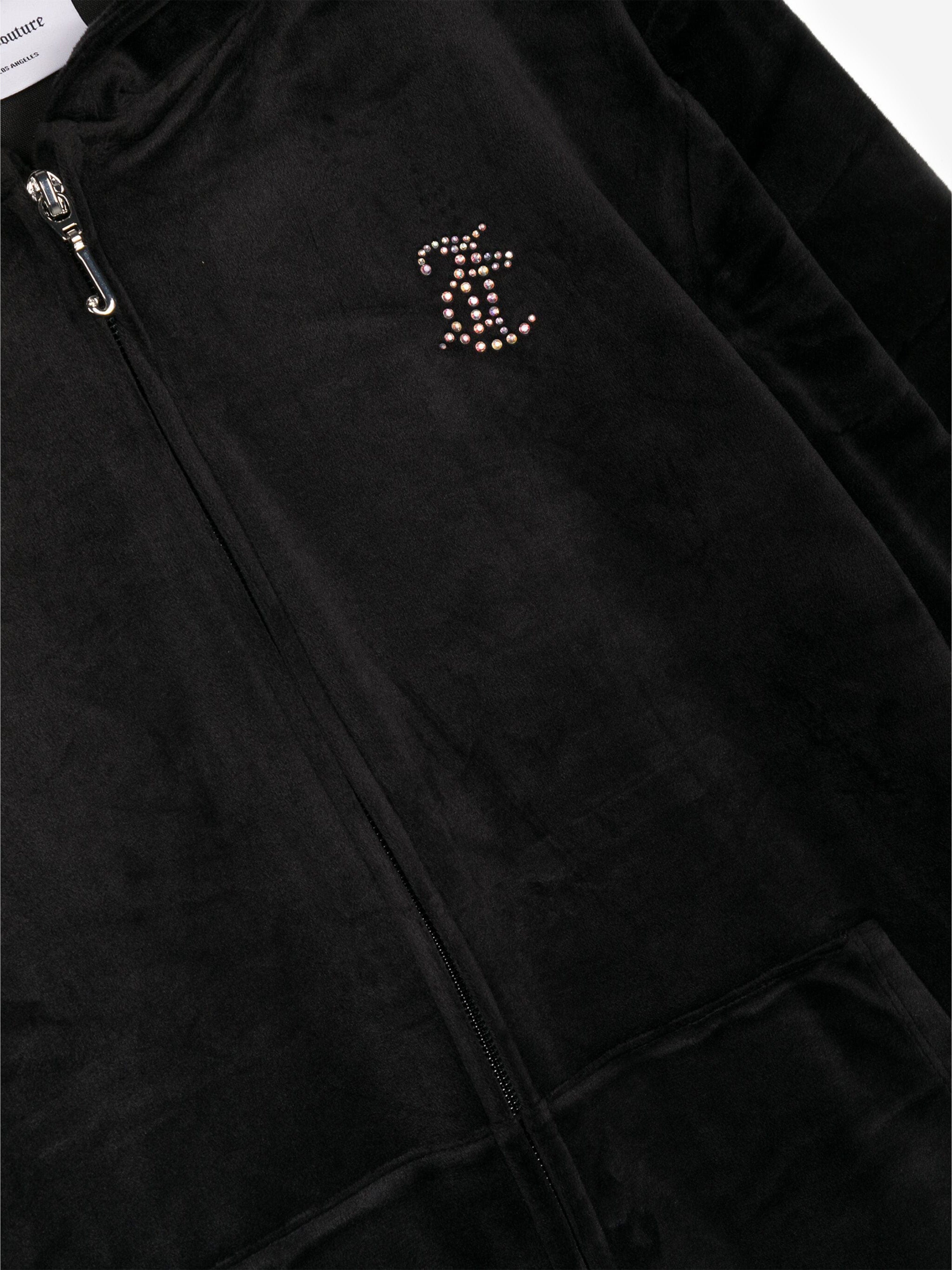 Juicy Couture Girls Diamante Logo Zip Up Top in Black Clearance 100% Original