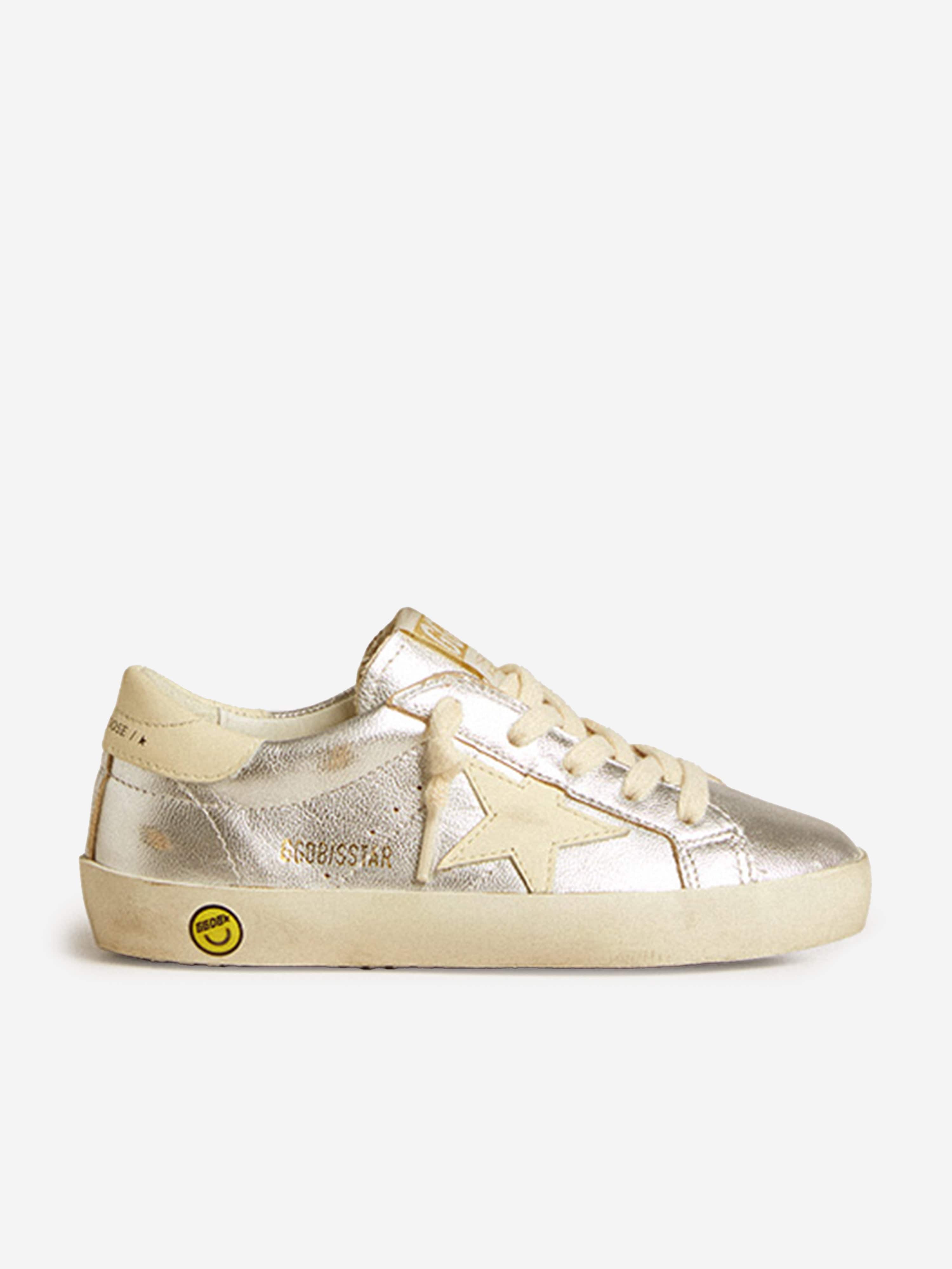 Girls Leather Laminated Super-Star Trainers in Silver Amazon Footaction