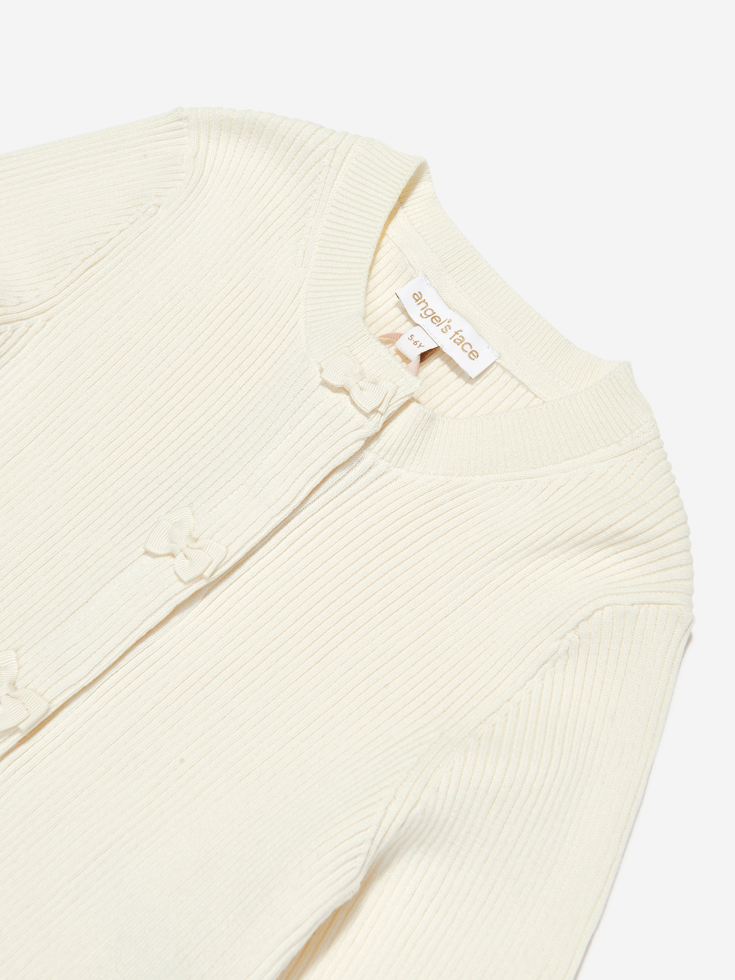 Angels Face Girls Tyler Ribbed Cardigan in Ivory Visit New Online