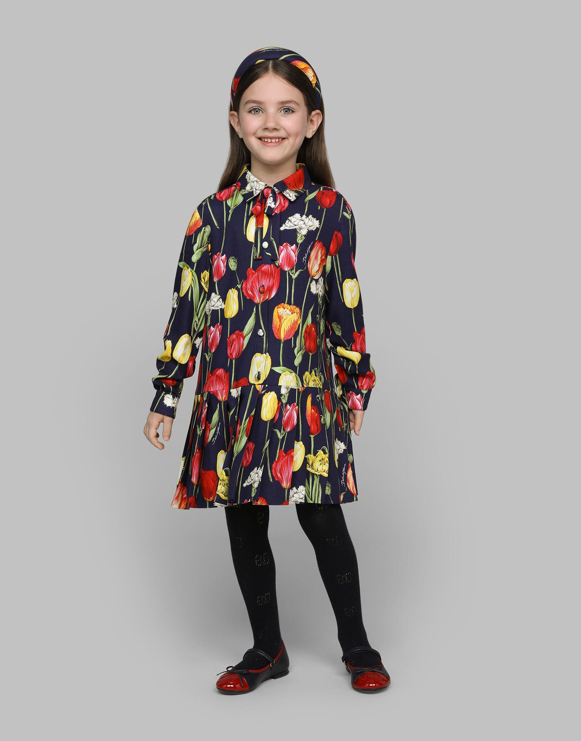 Dolce & Gabbana Girls Tulip Print Dress in Multicolour Cheap Pice Wholesale Pice