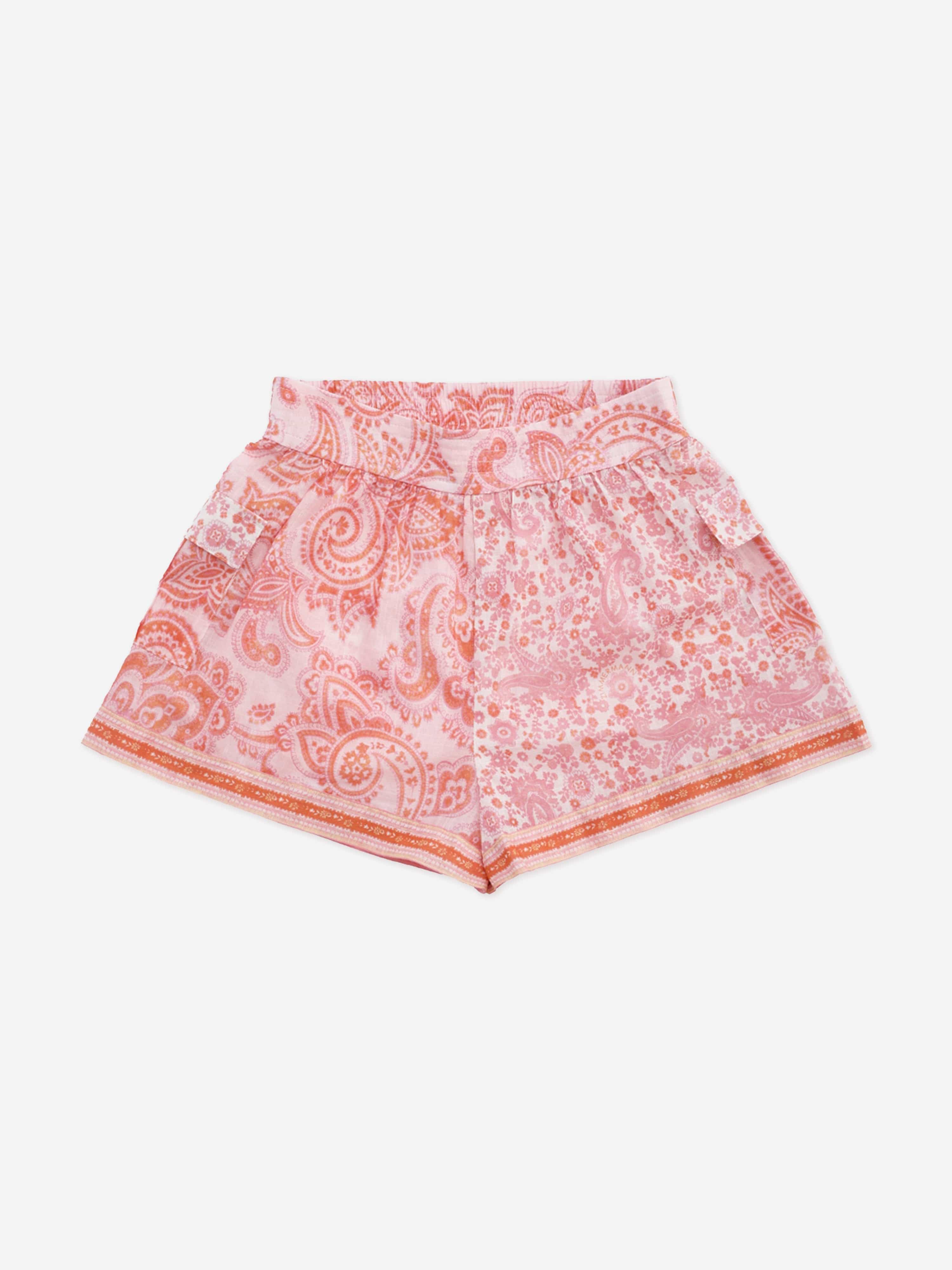 Zimmermann Girls Paisley Ottie Pocket Shorts in Pink Discount How Much