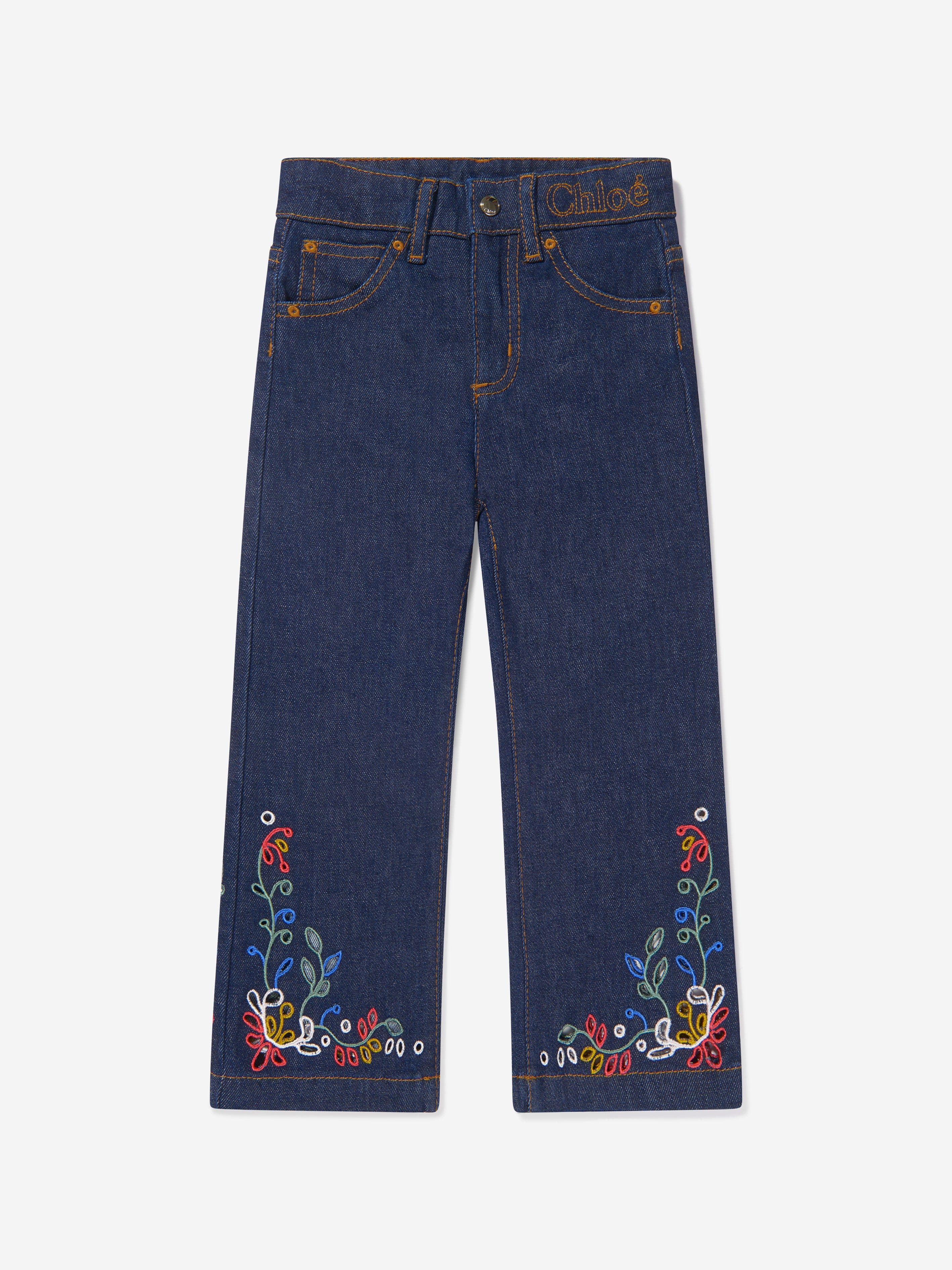 Chlo¨¦ Girls Denim Embroidered Trousers Cheap Sale Shop For