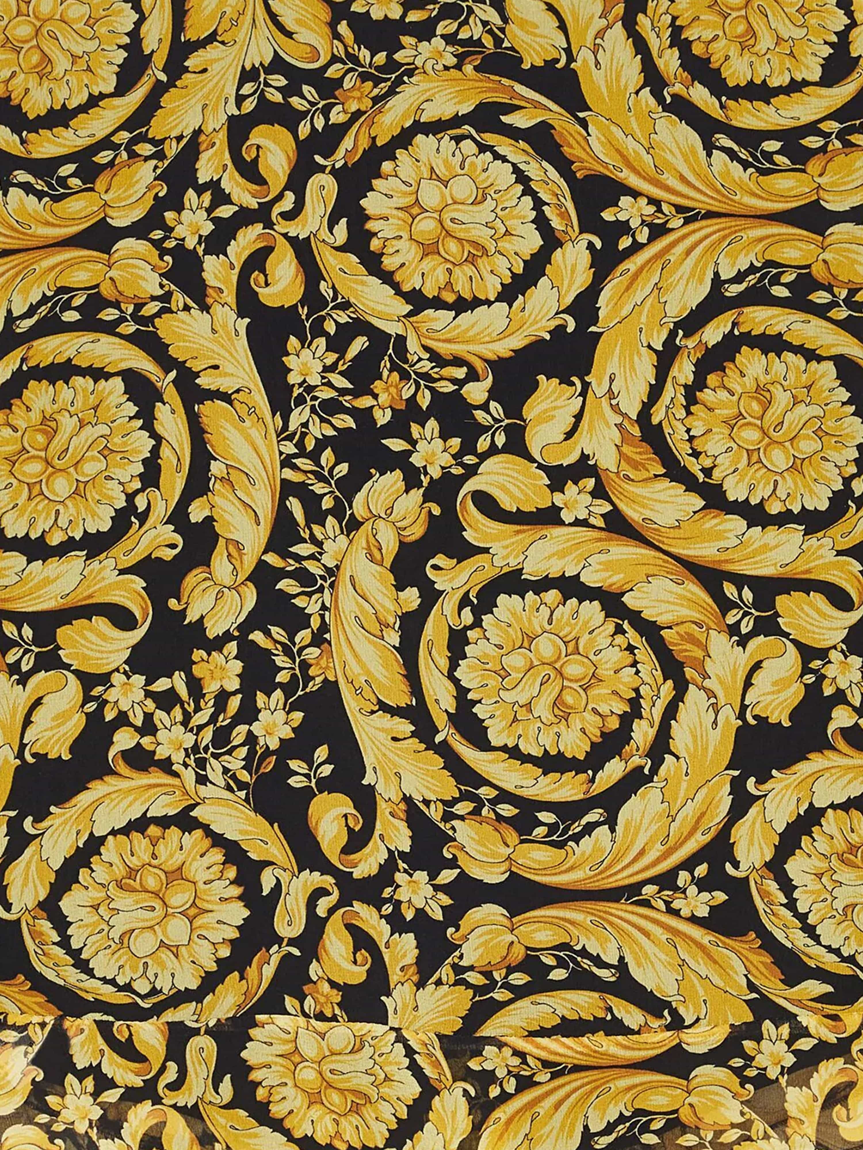 Versace Girls Silk Barocco Georgette Blouse in Gold Free Shipping Visit