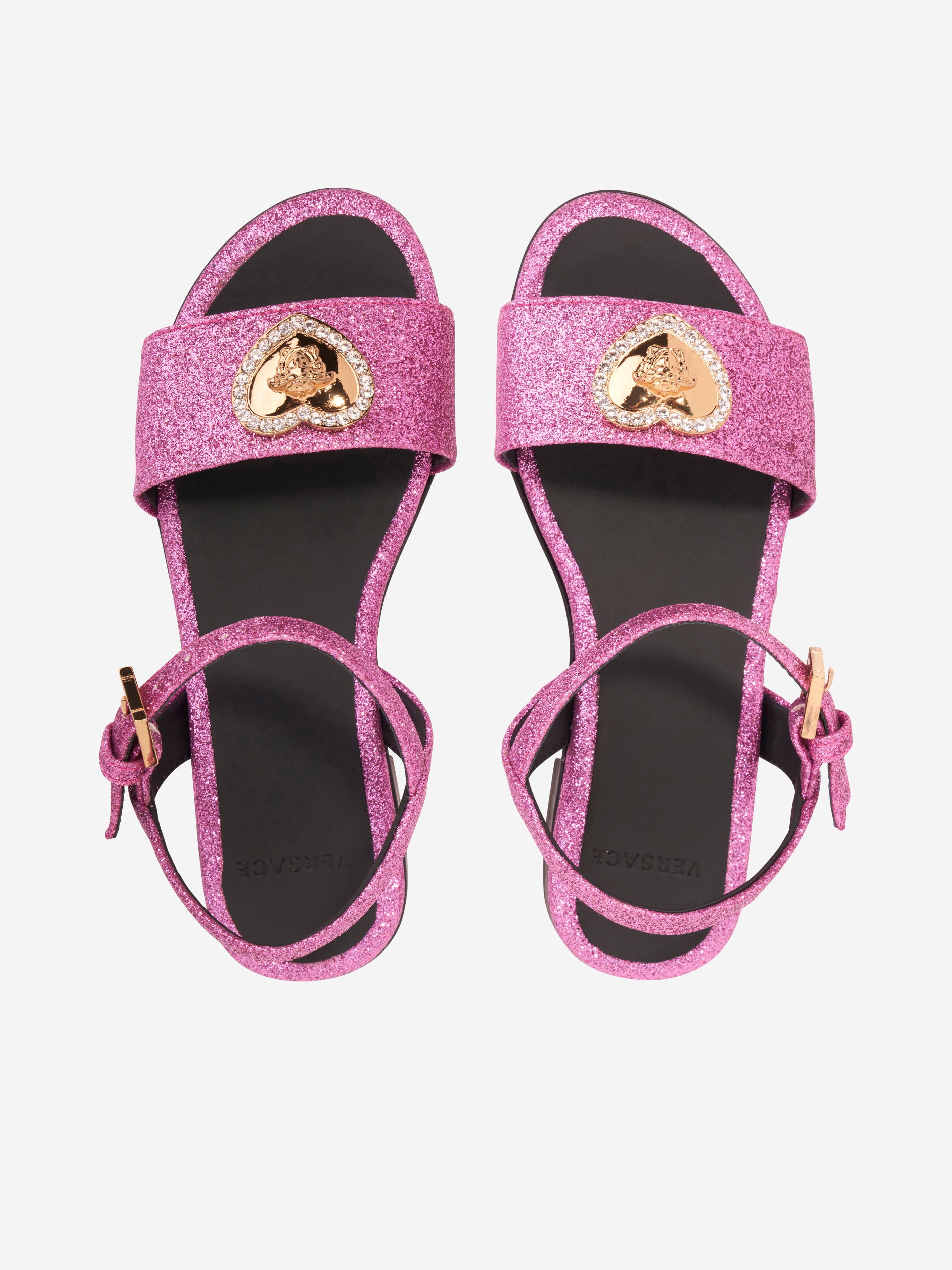 Versace Girls Medusa Heart Sandals in Pink For Sale Free Shipping