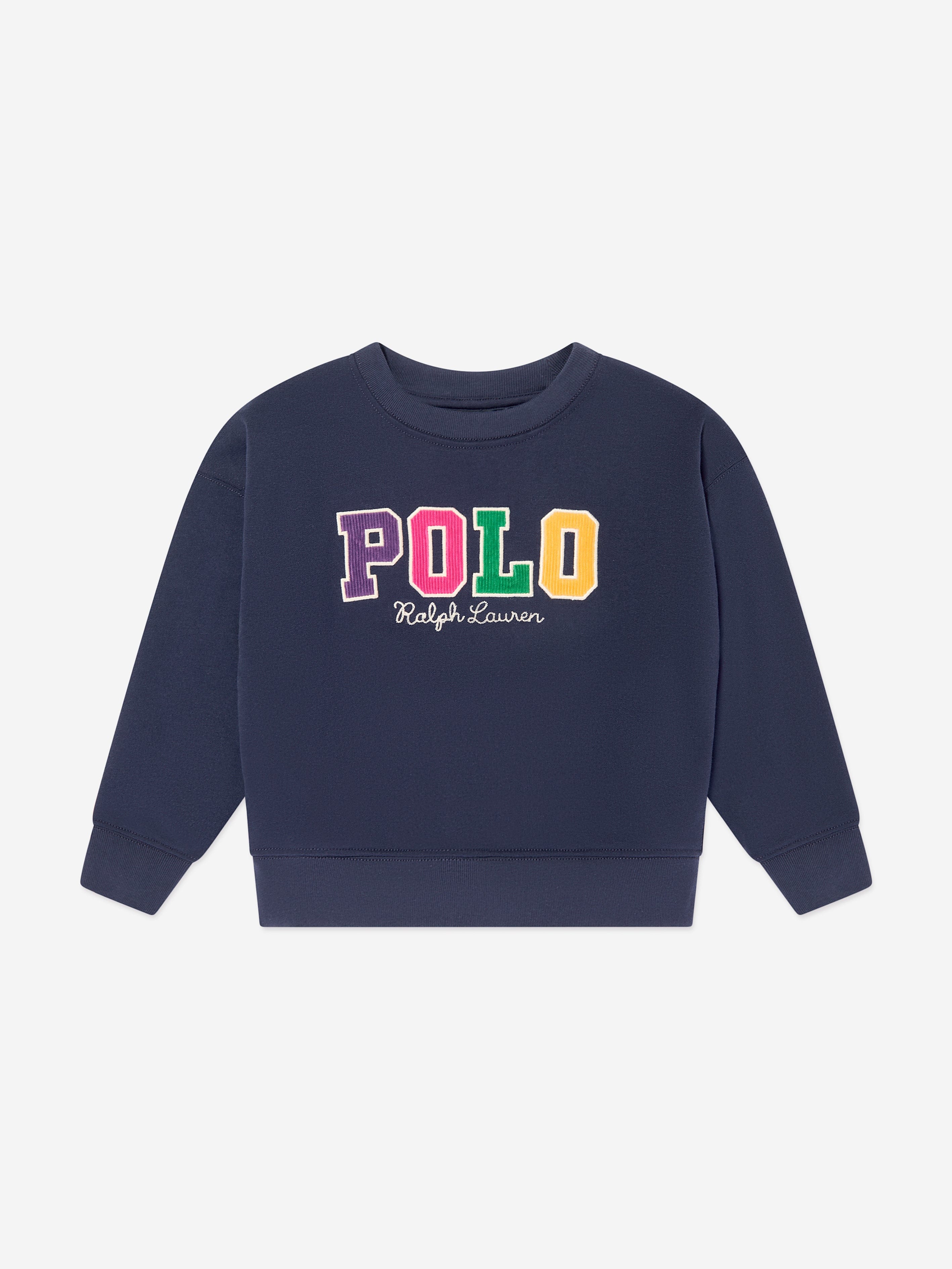Ralph Lauren Girls Polo Sweatshirt in Navy Free Shipping New Styles