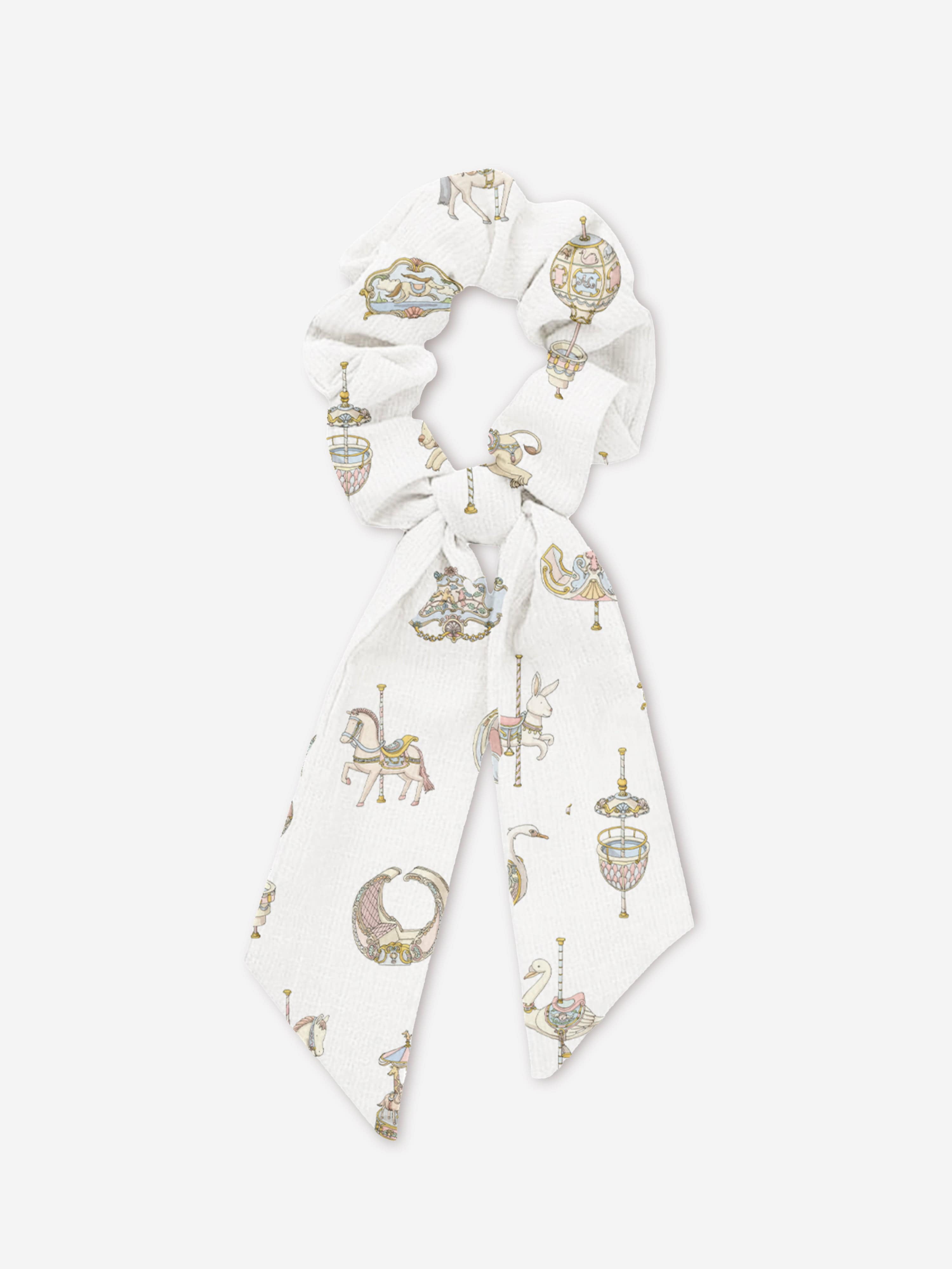 Atelier Choux Baby Girls Carousel Scrunchie in White Free Shipping In China