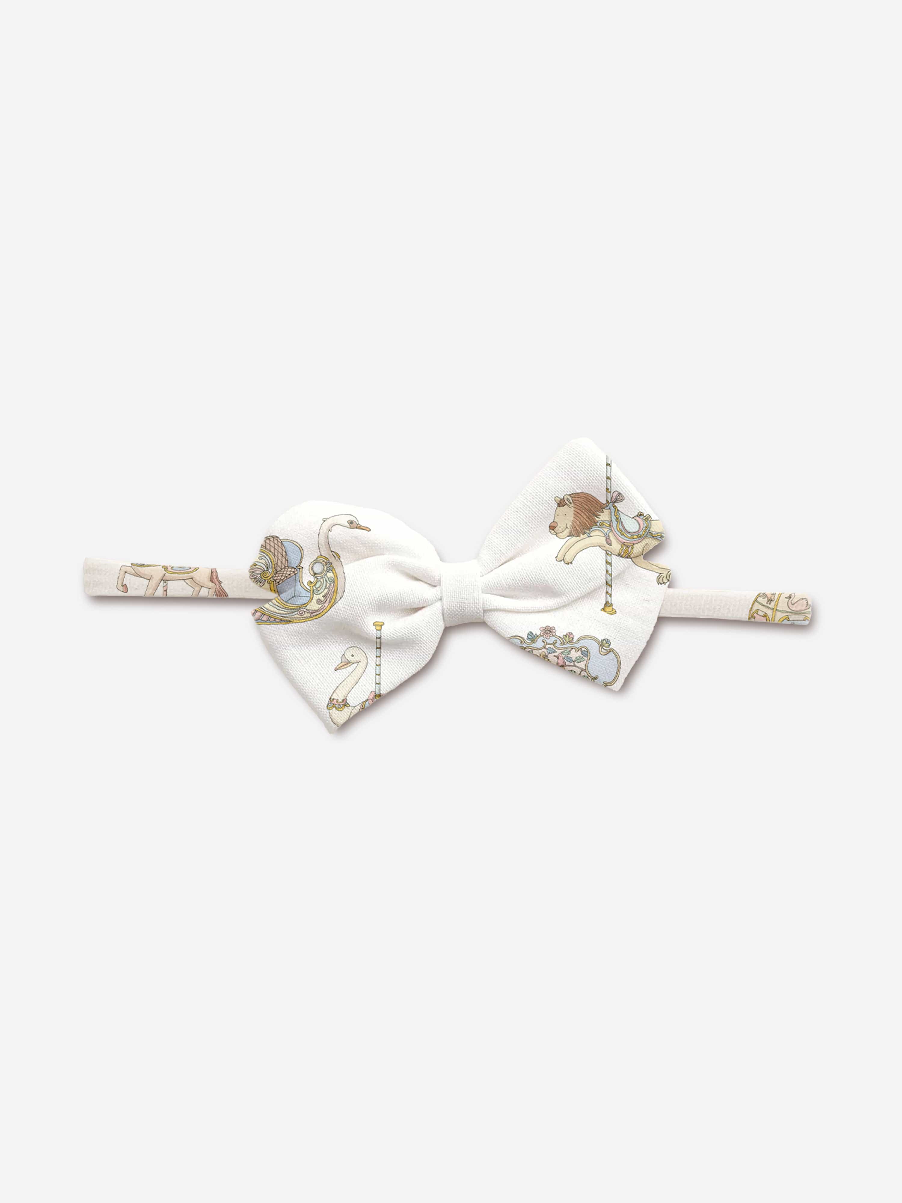 Atelier Choux Baby Girls Carousel Bow Headband in White Cheap Sale Big Discount