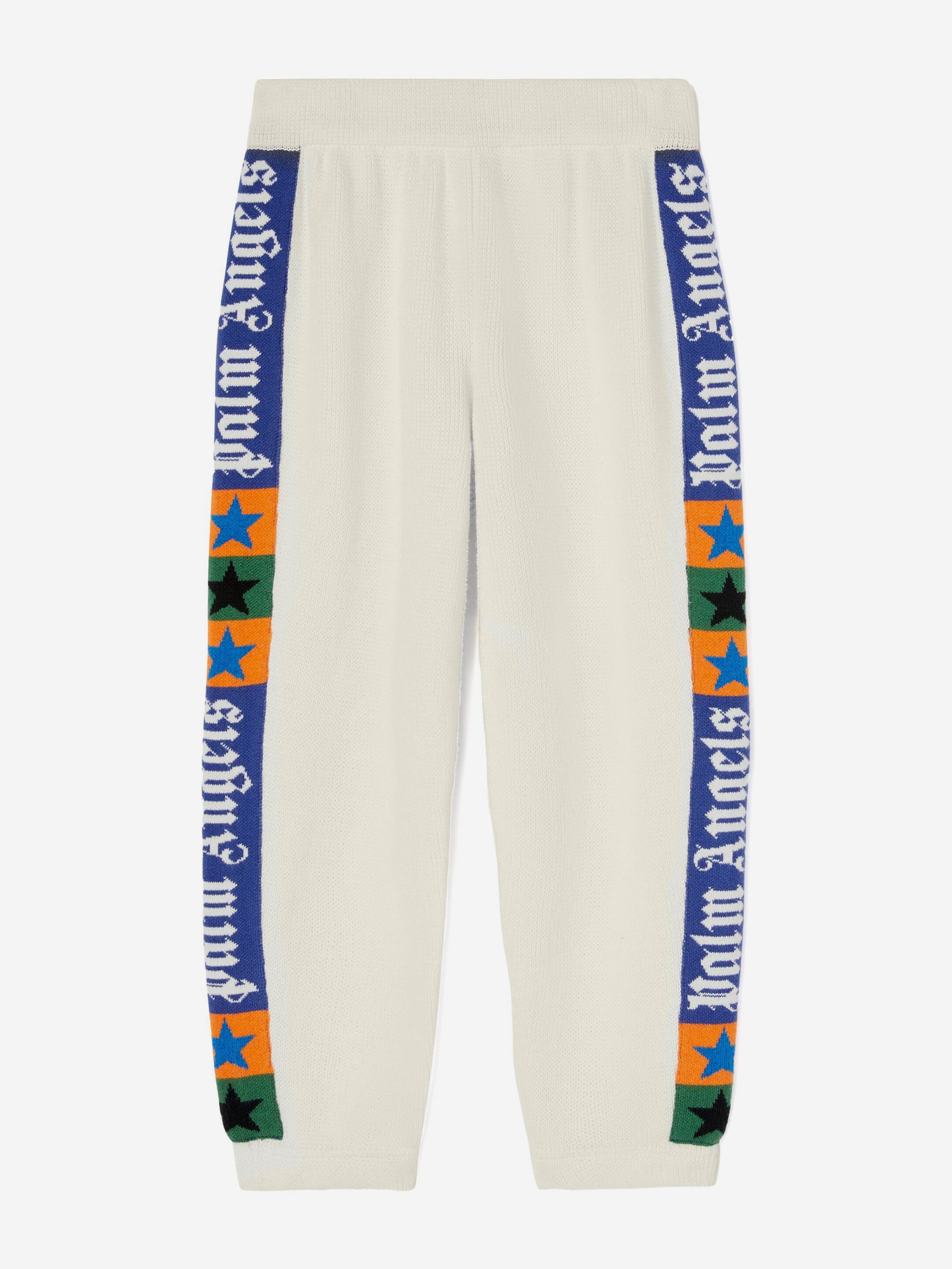 Palm Angels Kids Jacquard Logo Band Joggers in Ivory Best Store To Get Sale Online