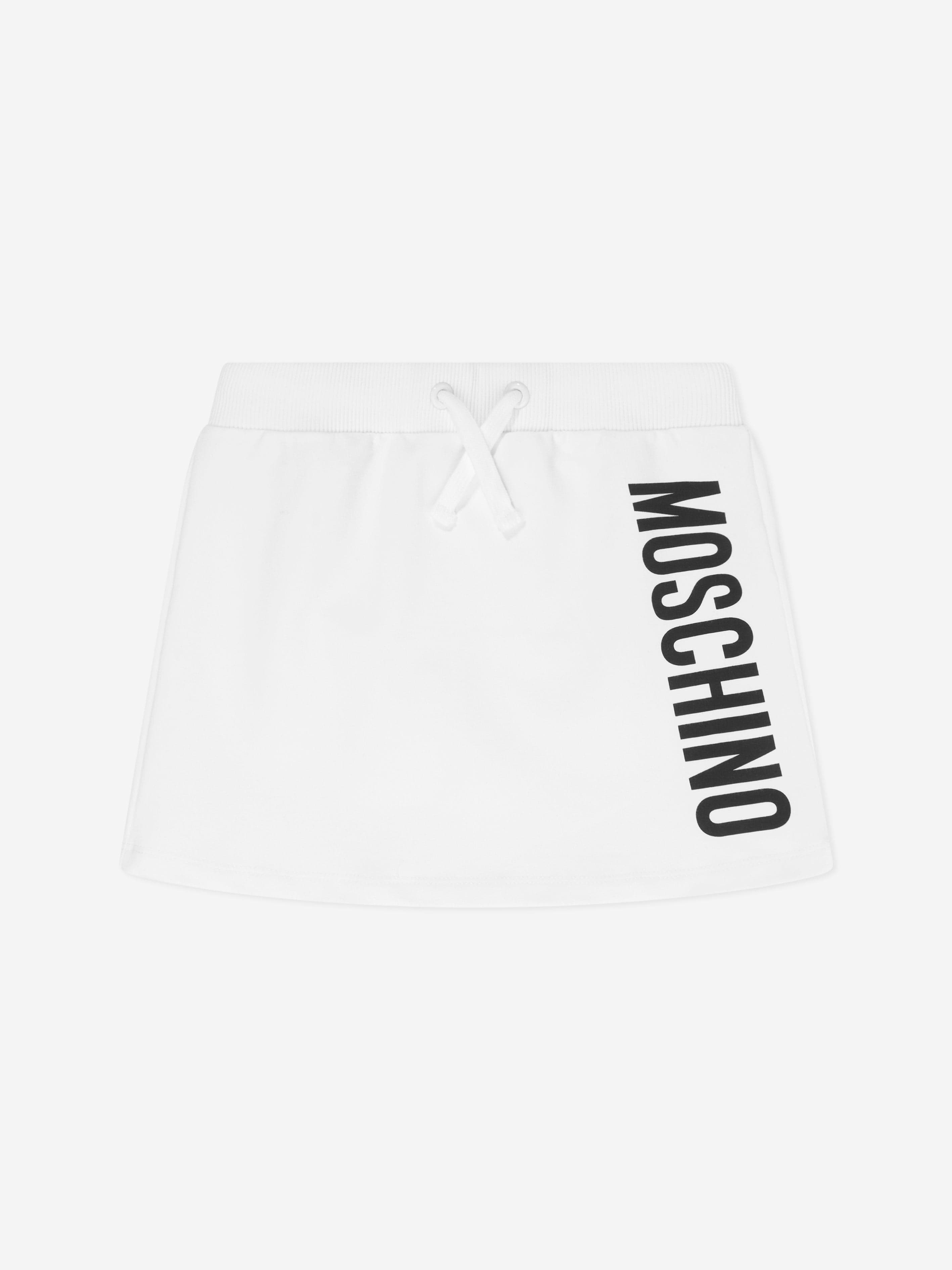 Moschino Girls Jersey Logo Skirt in White Perfect Sale Online