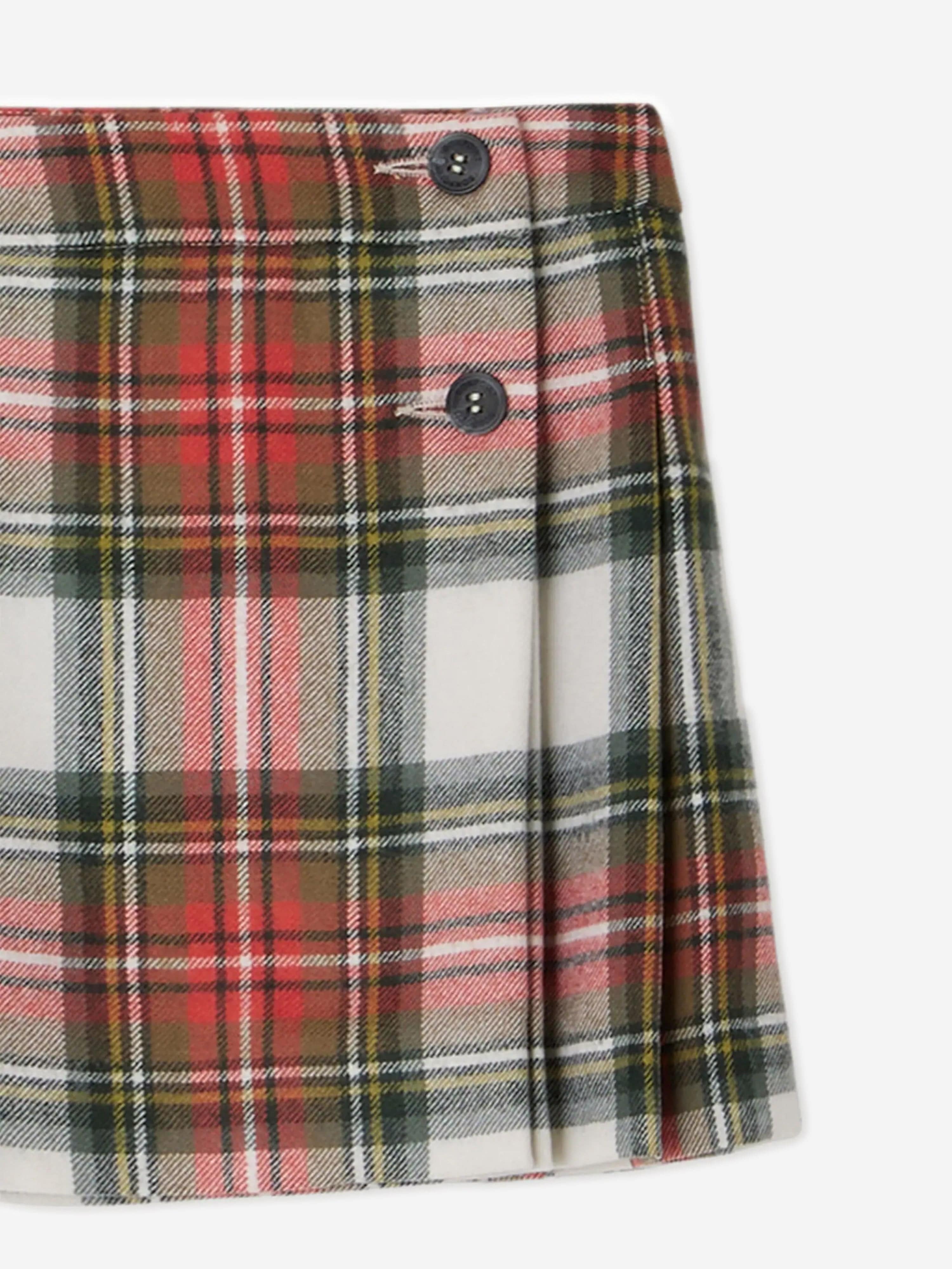 Bonpoint Girls Talissa Tartan Wool Skirt in Red Outlet Best Seller