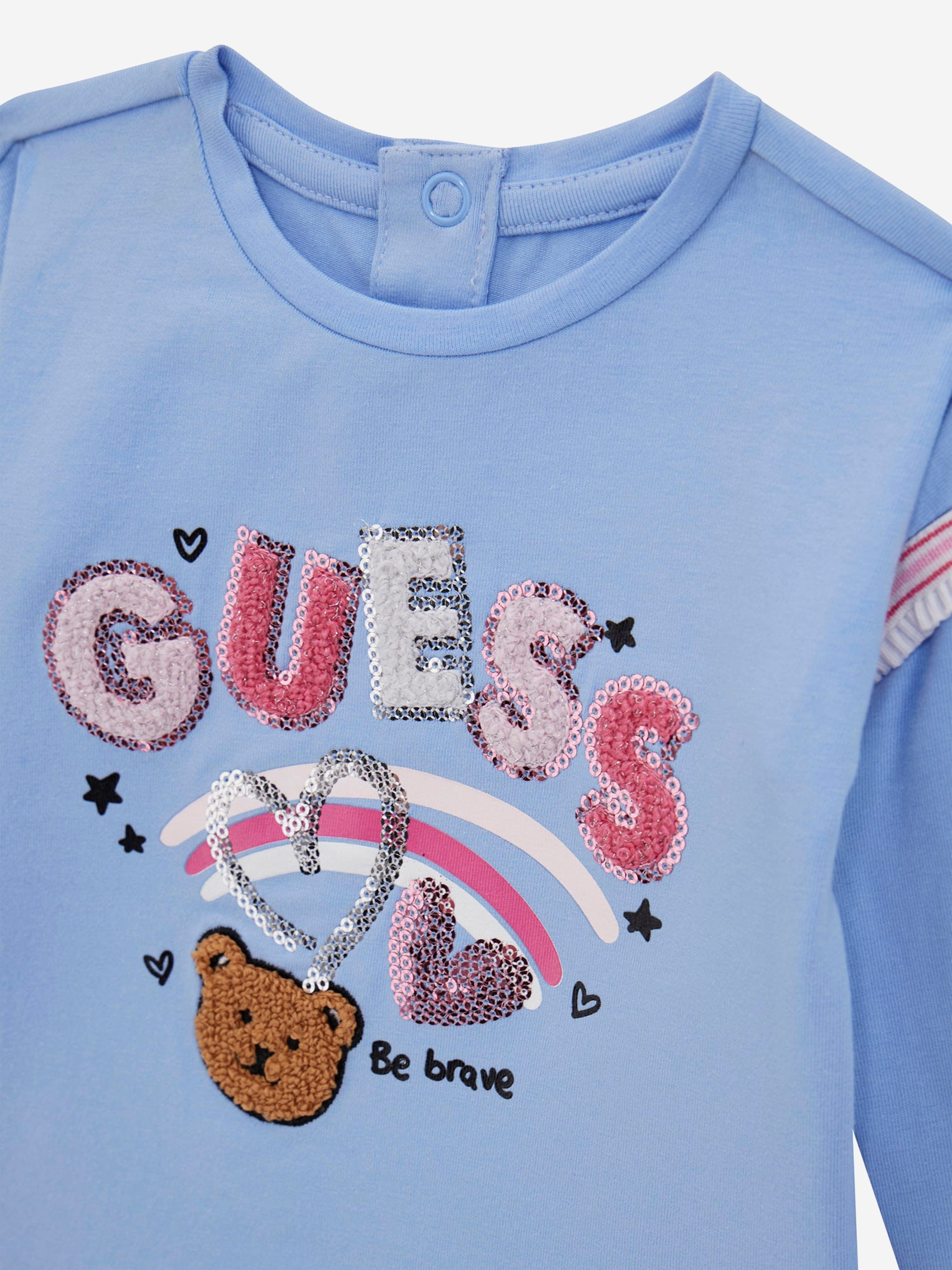 Guess Girls Long Sleeve Logo T-Shirt in Blue Store Cheap Online