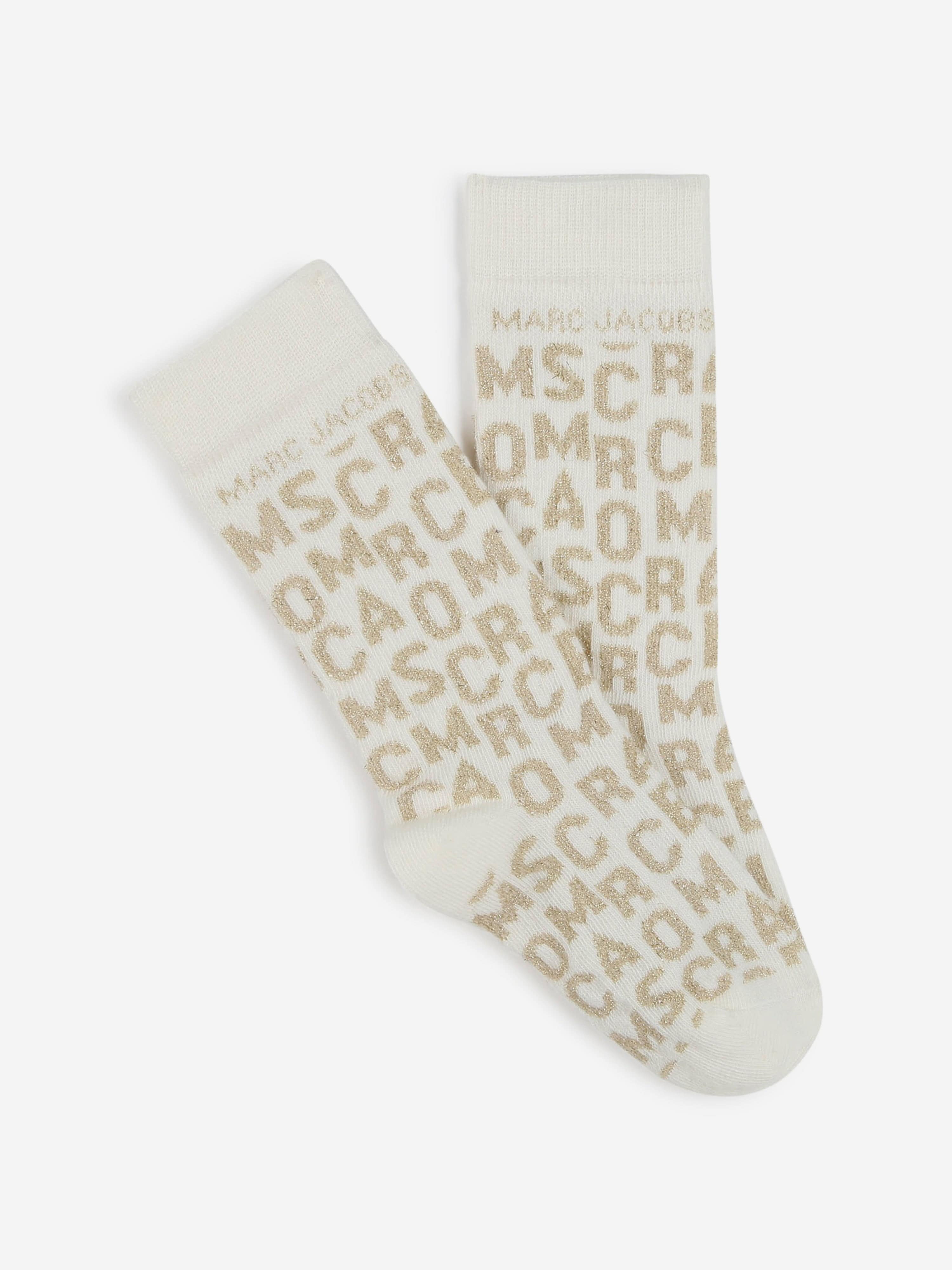 MARC JACOBS Girls Monogram Jacquard Socks in Ivory Discount From China