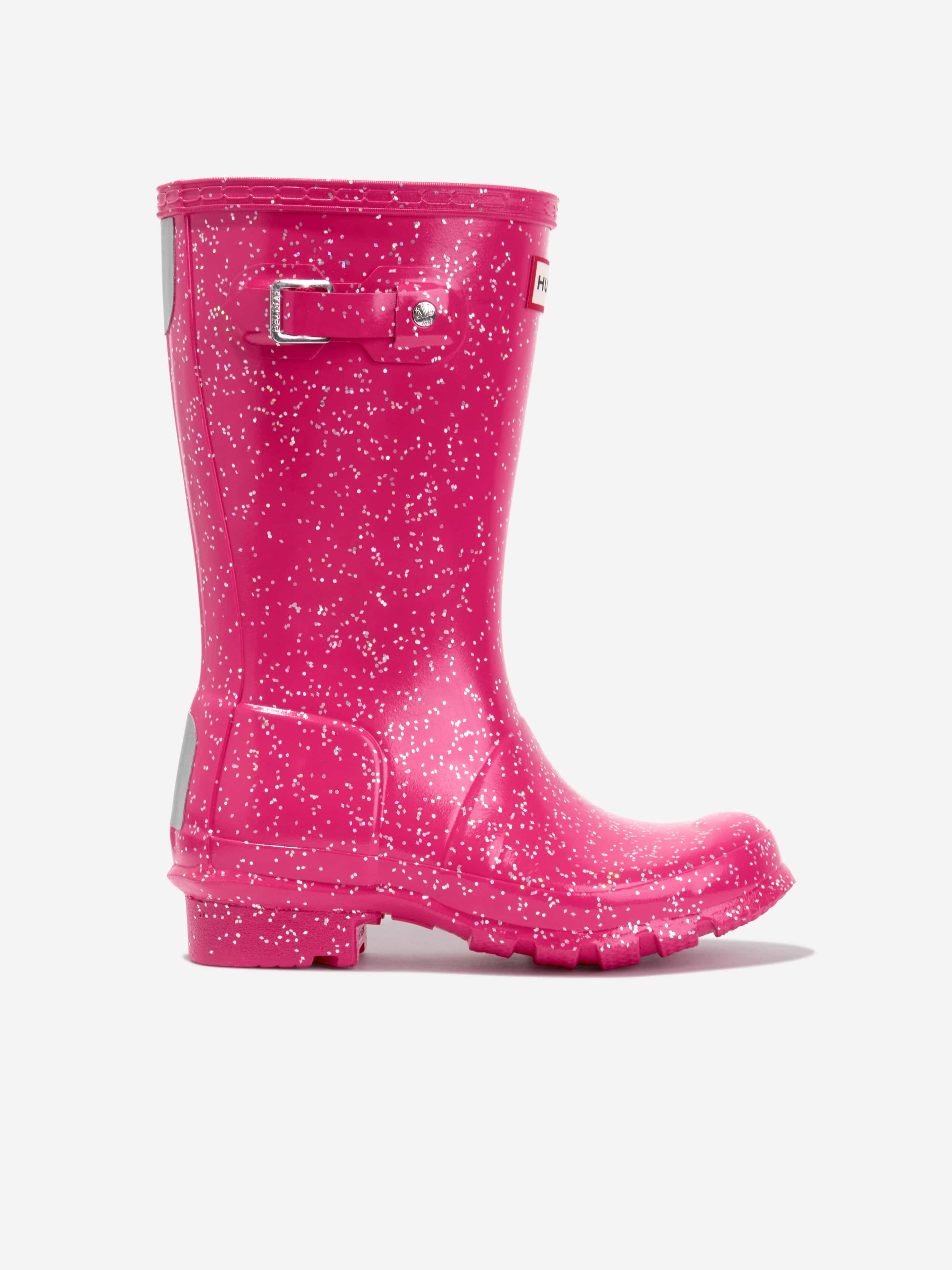 Hunter Girls Original Giant Glitter Wellingon Boots in Red 100% Original Online