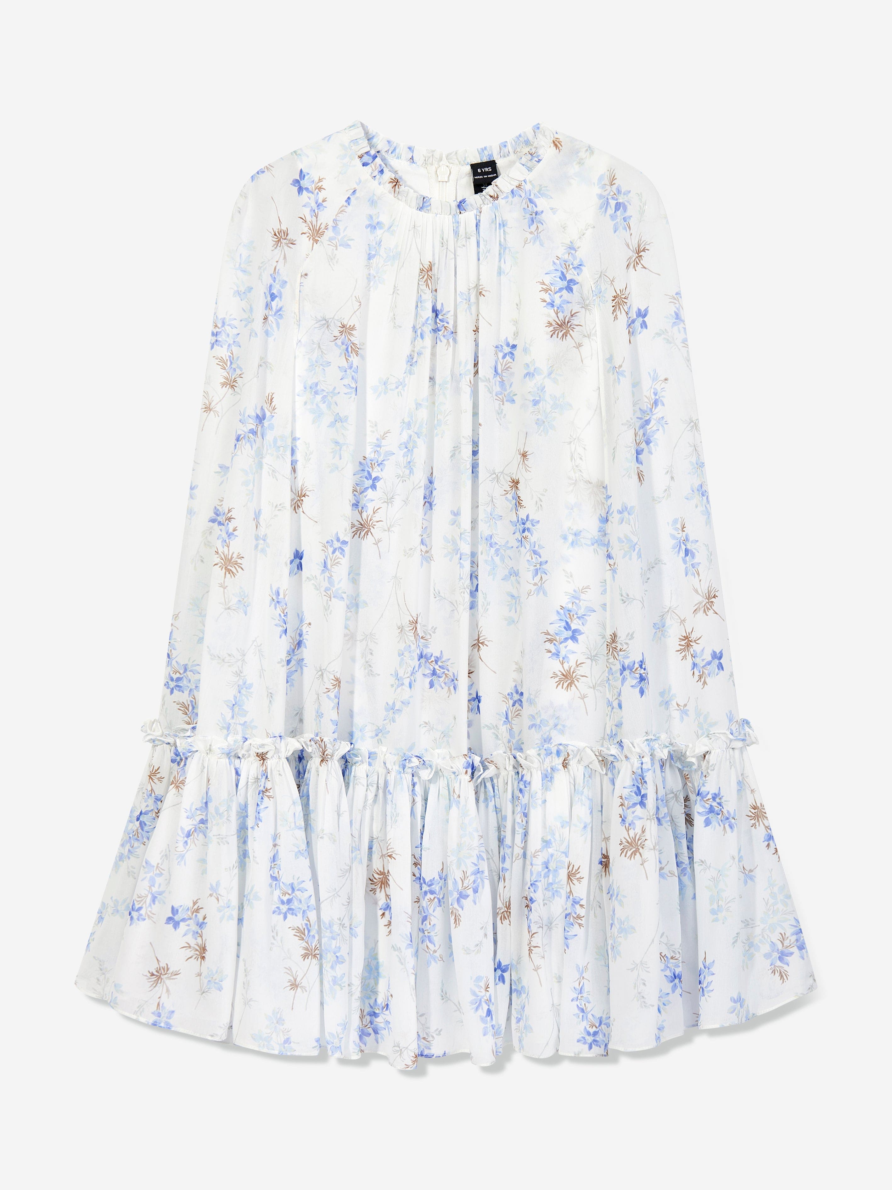 Needle & Thread Girls Ophelia Ditsy Chiffon Cape Dress in White Cheap Sale Tumblr