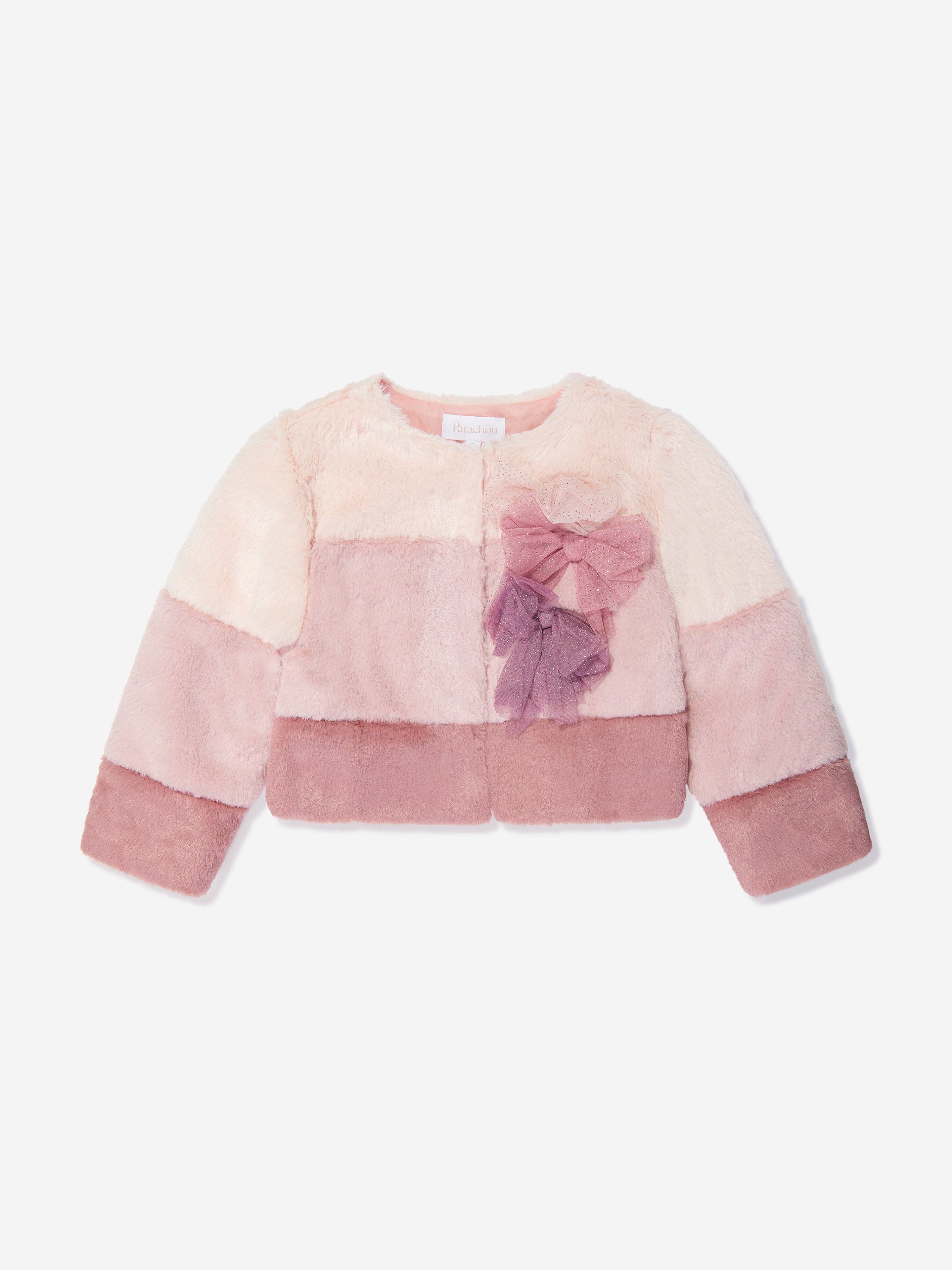 Patachou Girls Faux Fur Jacket in Multicolour Outlet Brand New Unisex