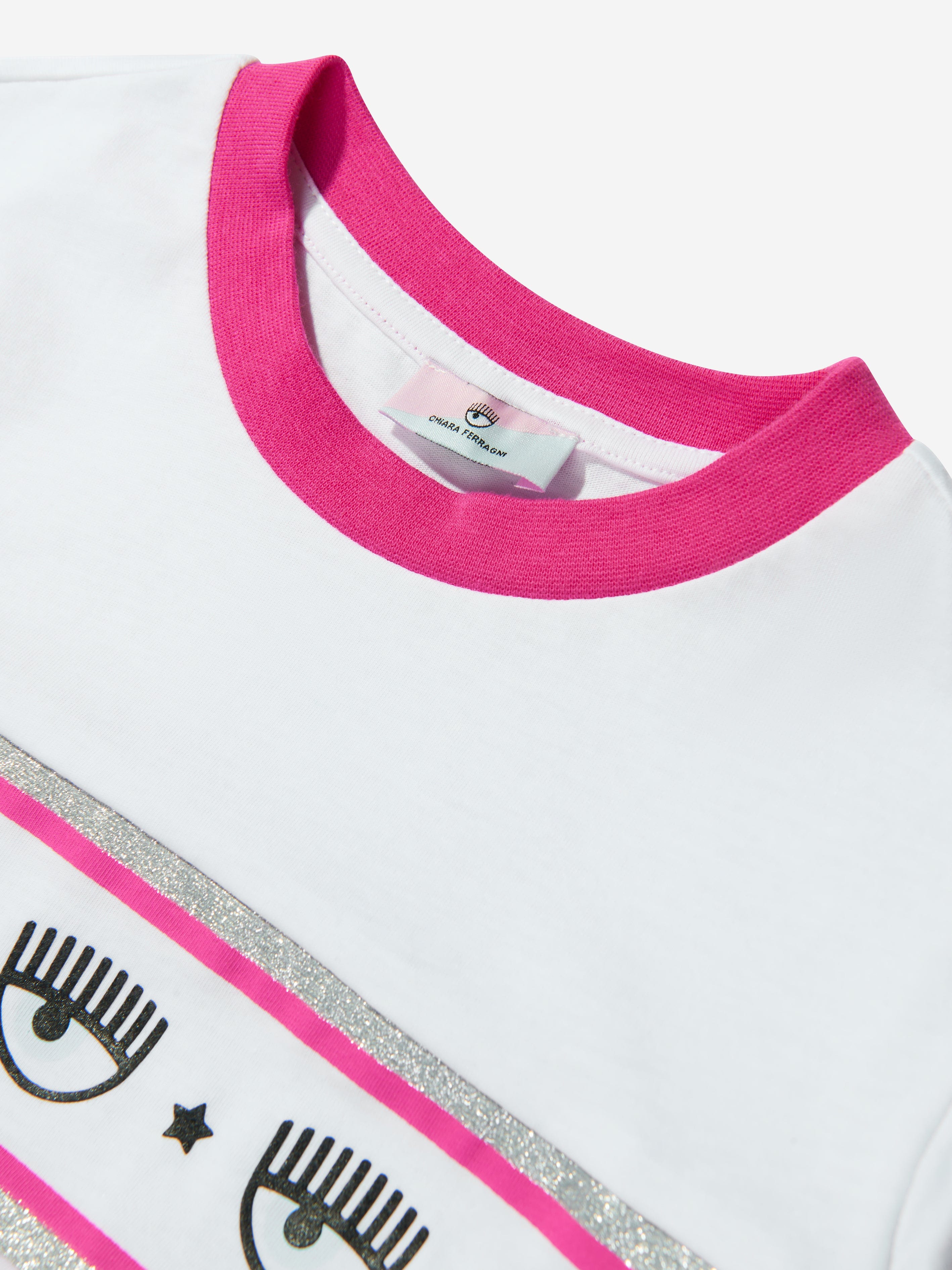 Chiara Ferragni Girls Cotton Jersey Striped Logo T-Shirt Outlet 2025 Newest