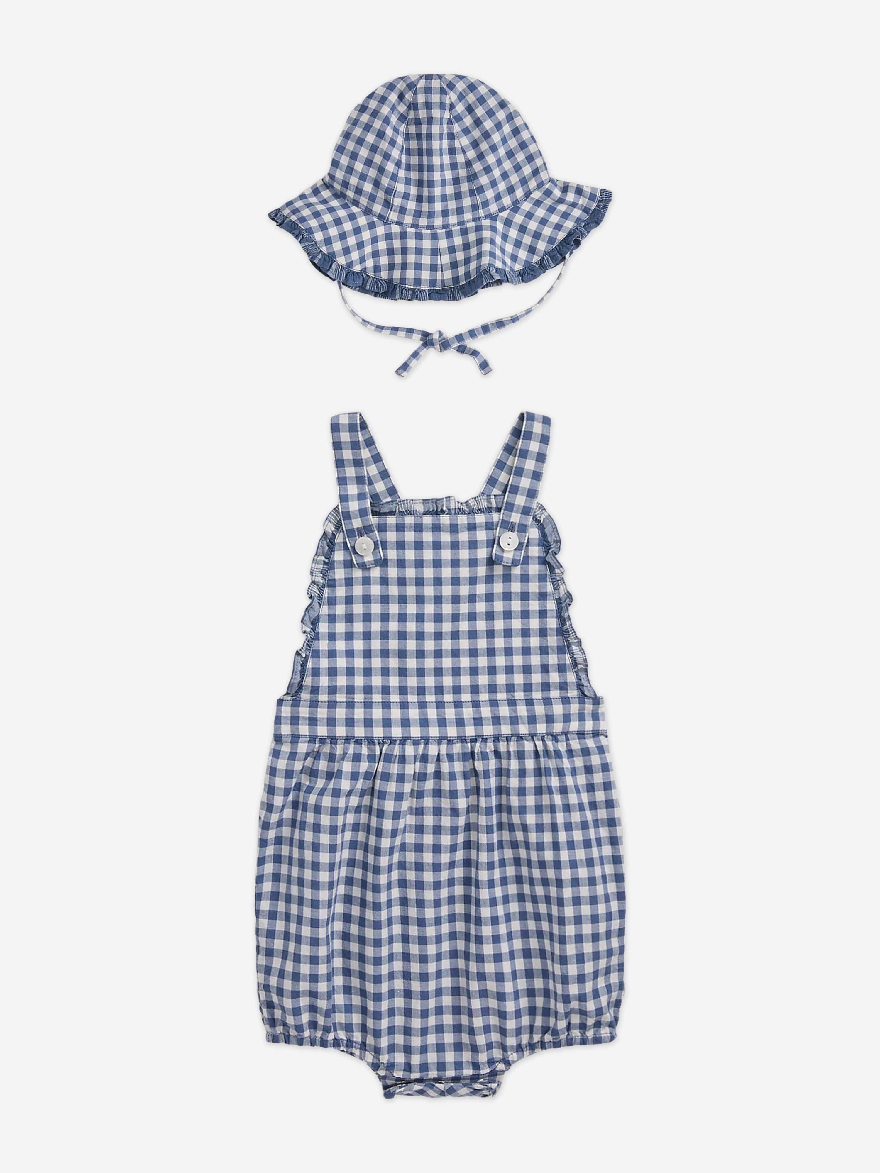 Ralph Lauren Baby Girls Bubble Dungarees Set in Blue Discount Exclusive