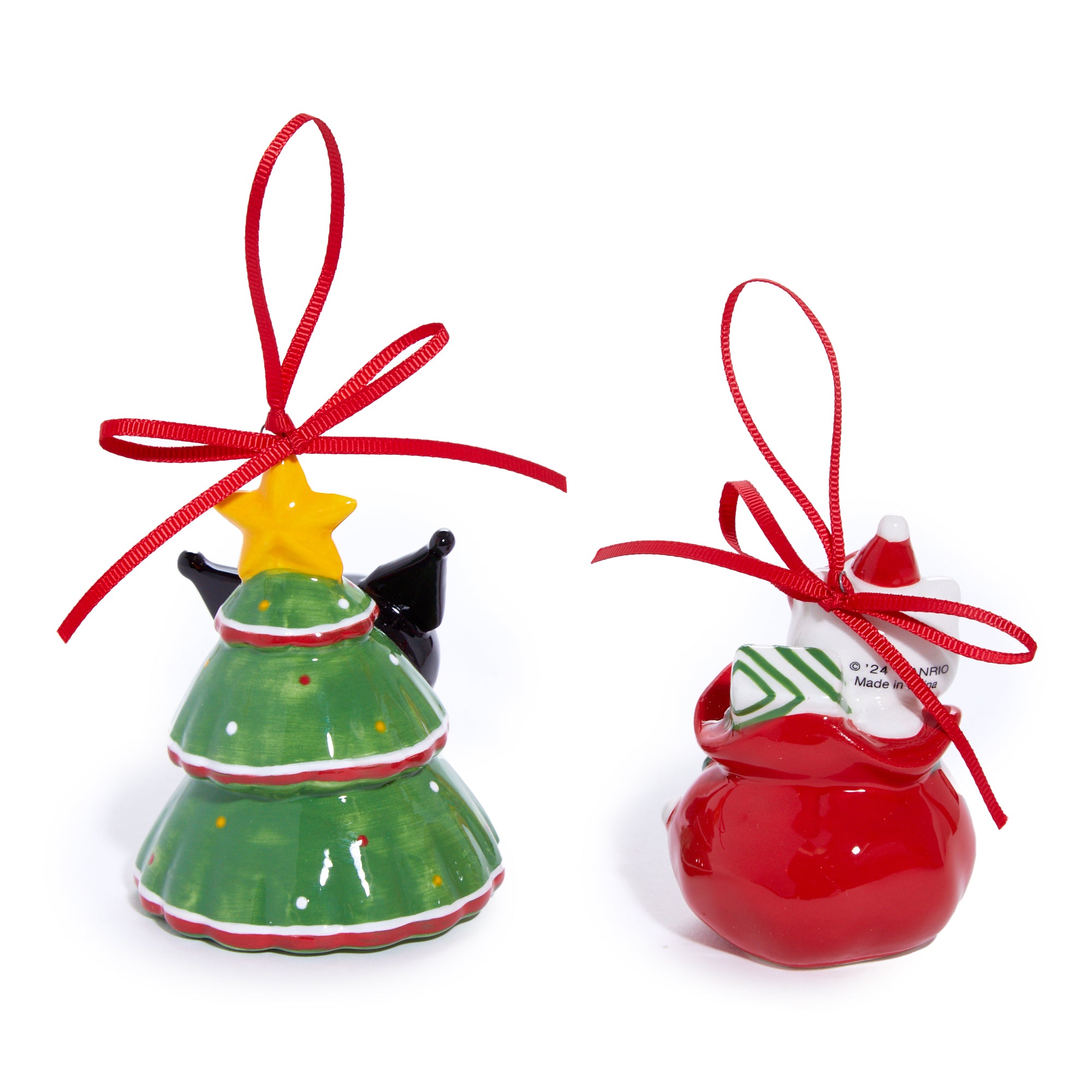 Hello Kitty and Kuromi 2-pc Holiday Ceramic Ornament Set (Red) Clearance Genuine