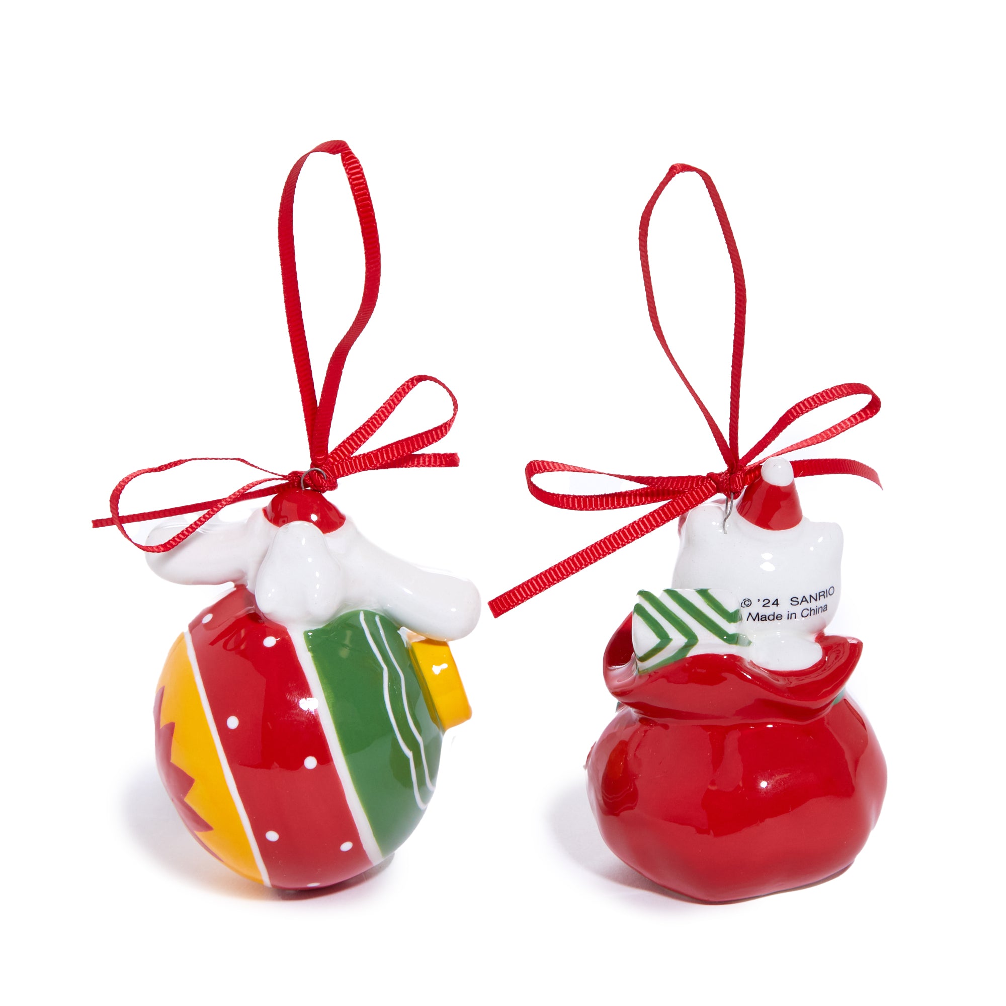 Hello Kitty and Cinnamoroll 2-pc Holiday Ceramic Ornament Set (Red) Clearance Classic