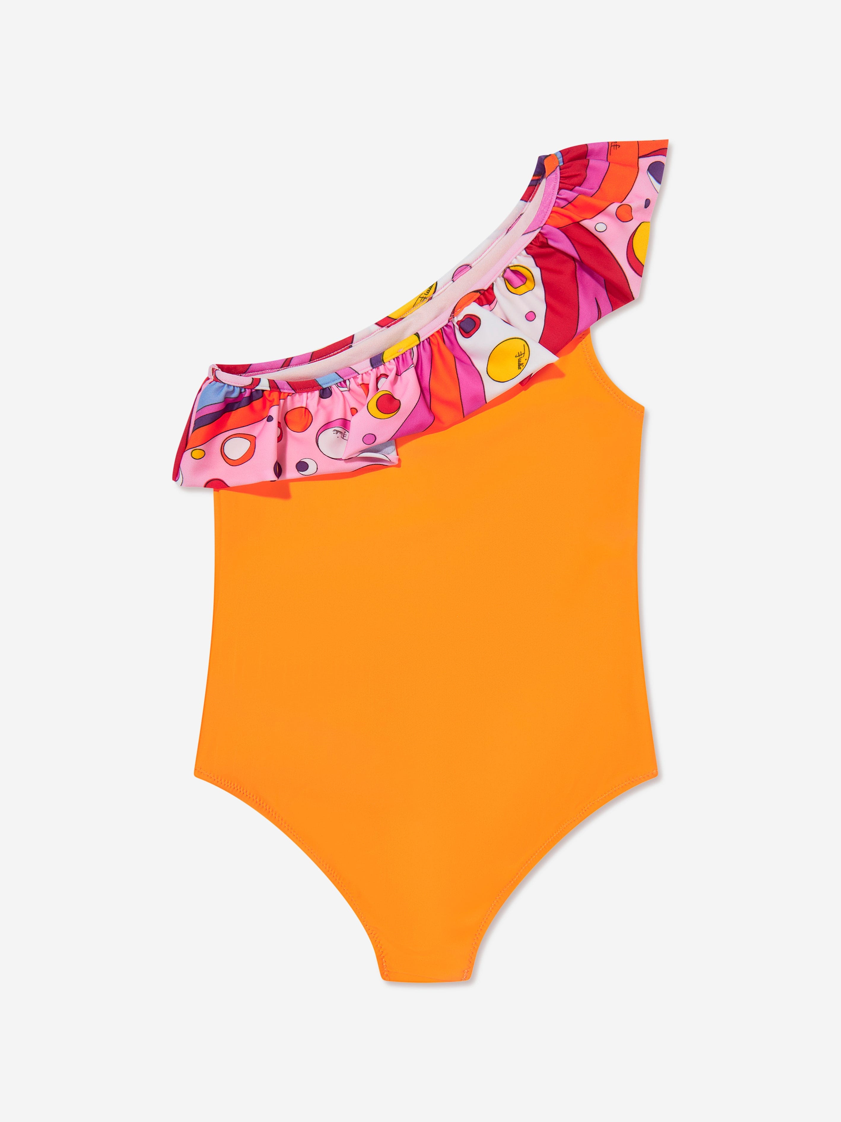 Girls One Shoulder Swimsuit in Orange Get To Buy For Sale