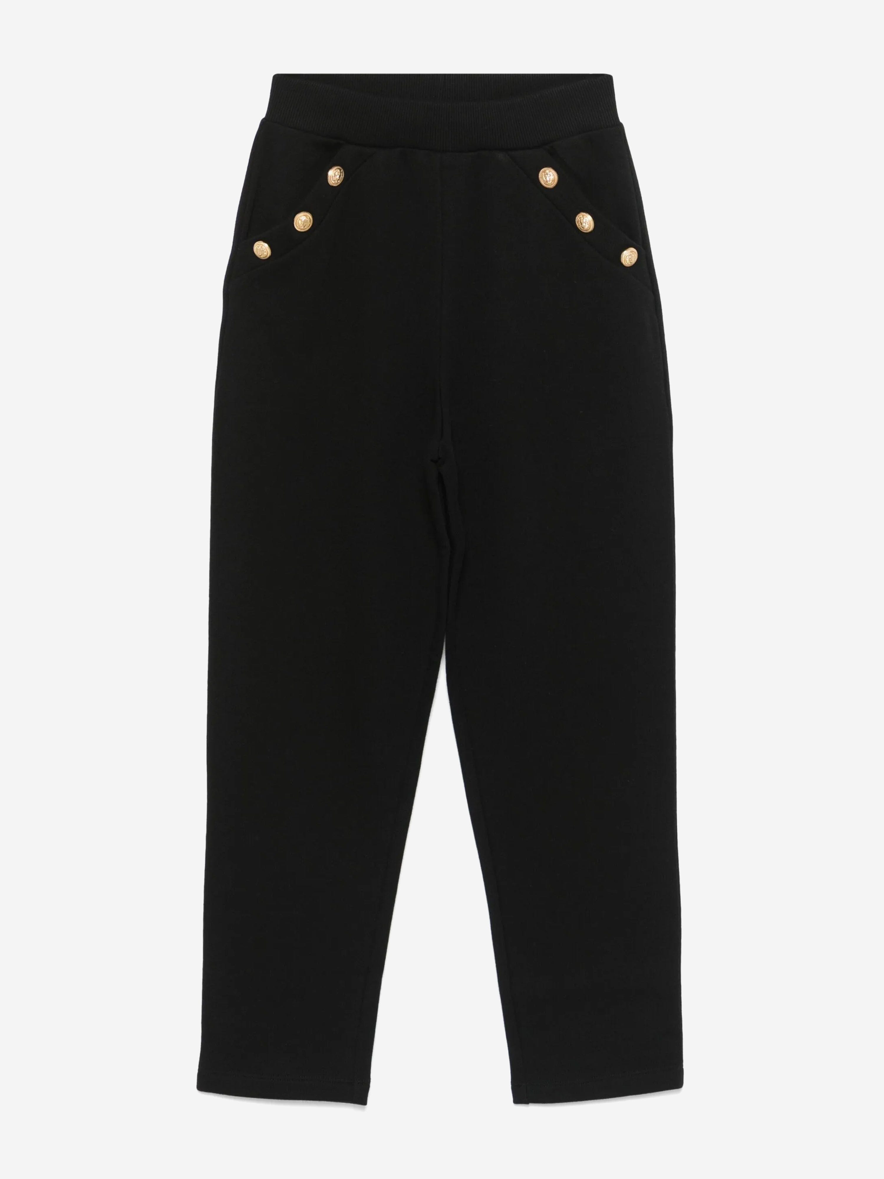 Balmain Girls Logo Button Joggers in Black Clearance Very Cheap