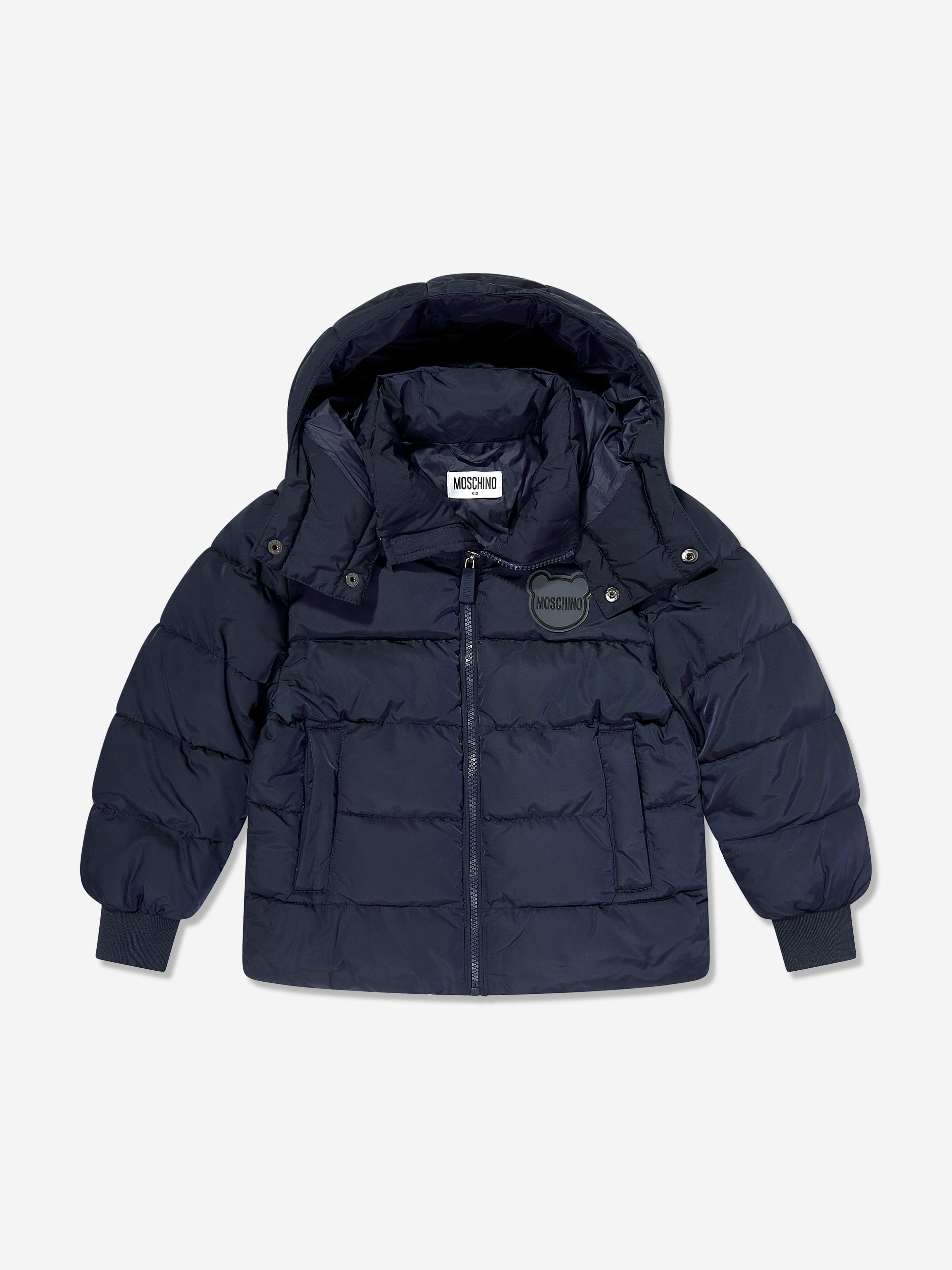 Moschino Kids Logo Puffer Jacket in Navy Clearance Free Shipping