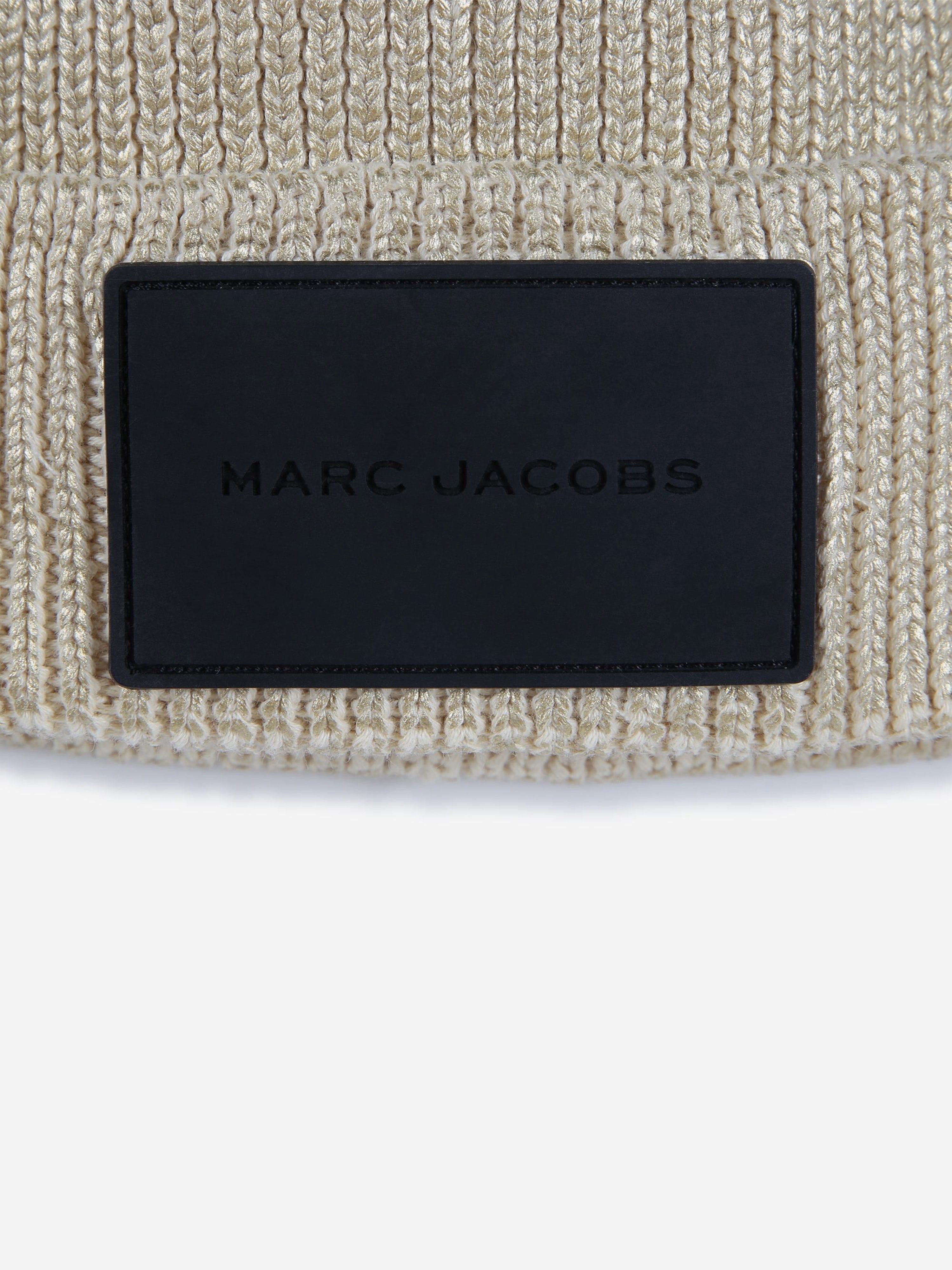 MARC JACOBS Girls Knitted Logo Beanie Hat in Gold Popular Online