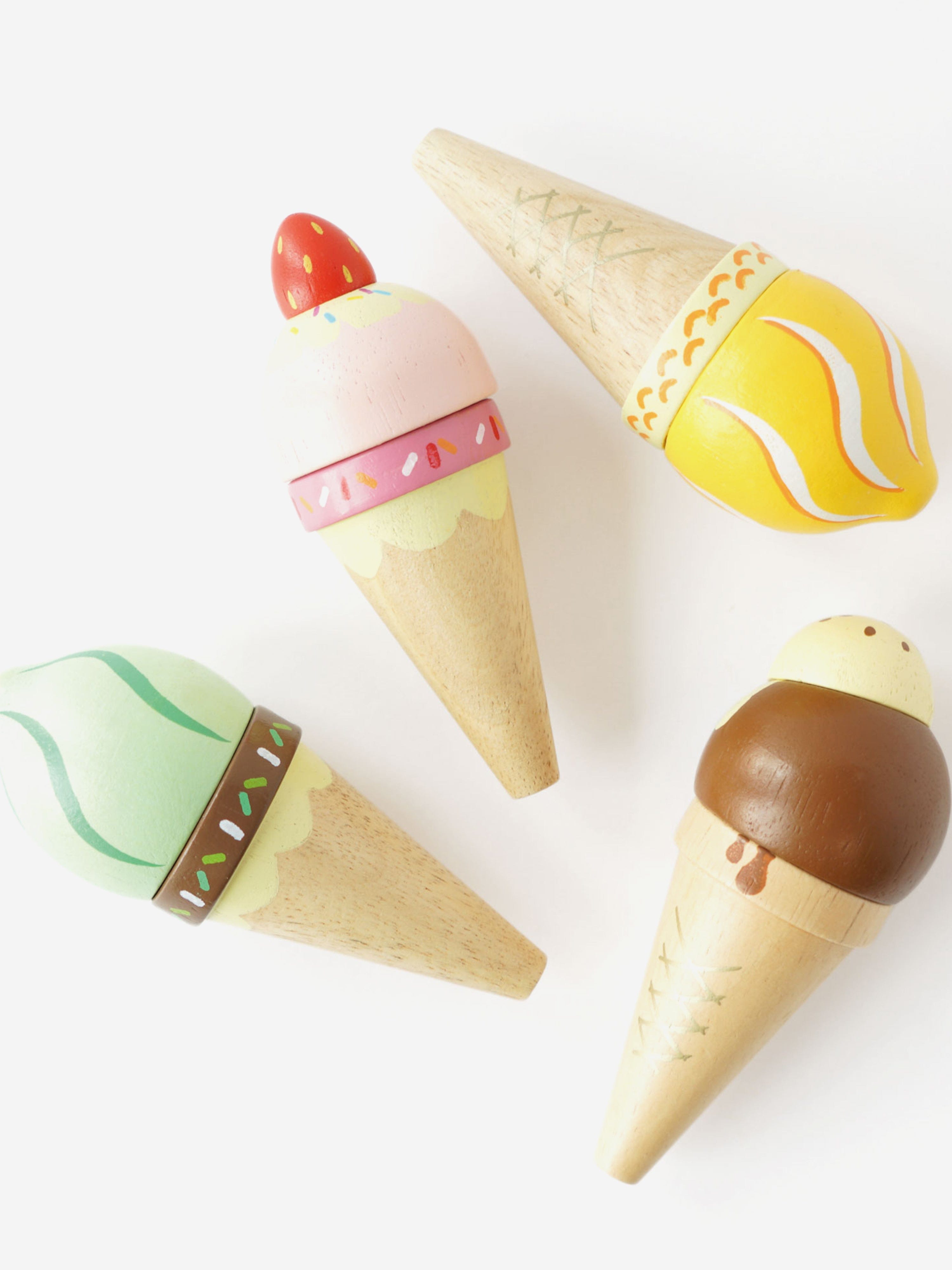 Le Toy Van Wooden Ice Cream Cones Set (W:10cm D:10cm H:13.7cm) Outlet Manchester