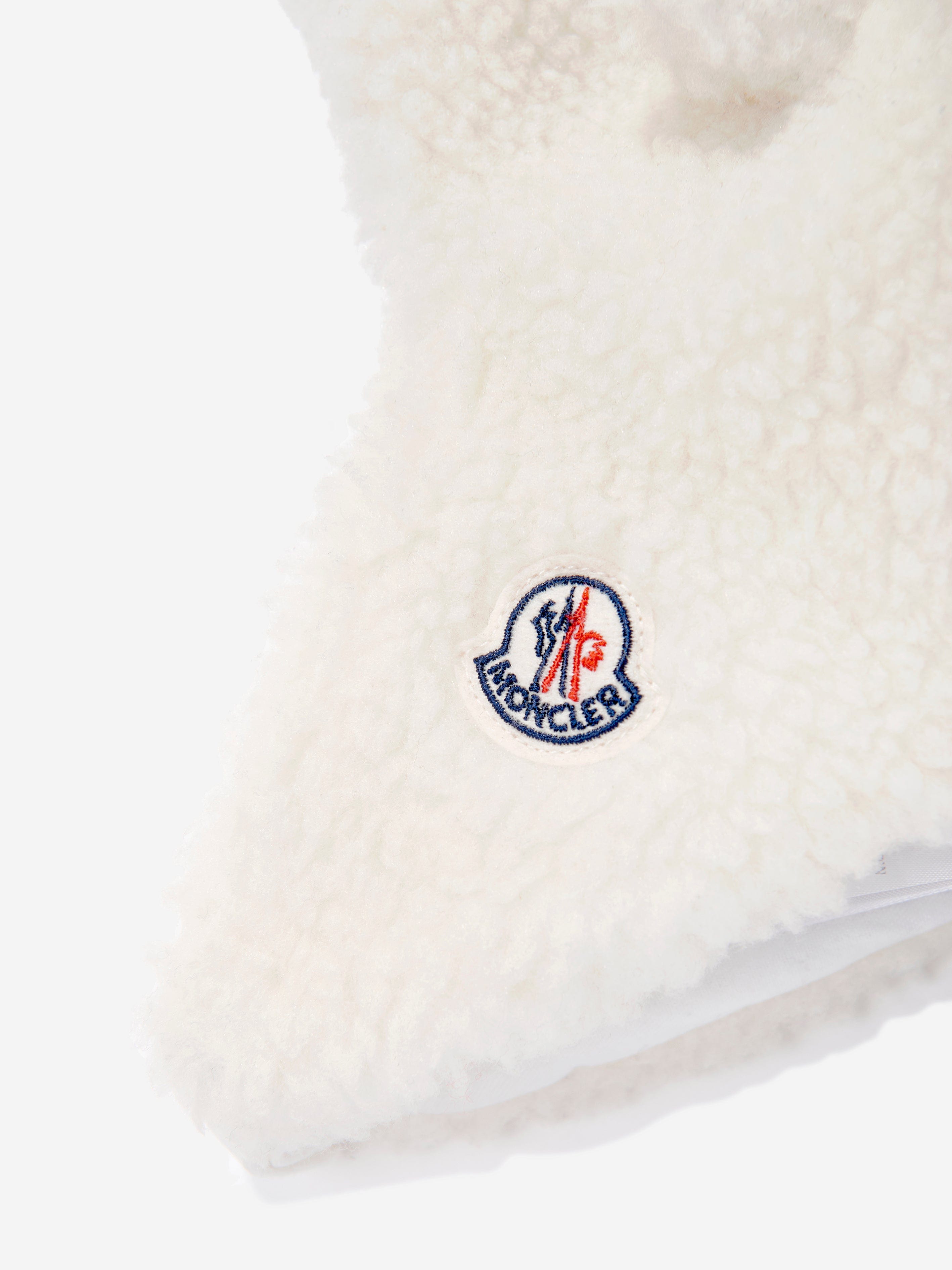Moncler Enfant Baby Teddy Cap With Earflaps in Ivory Outlet Locations Cheap Online