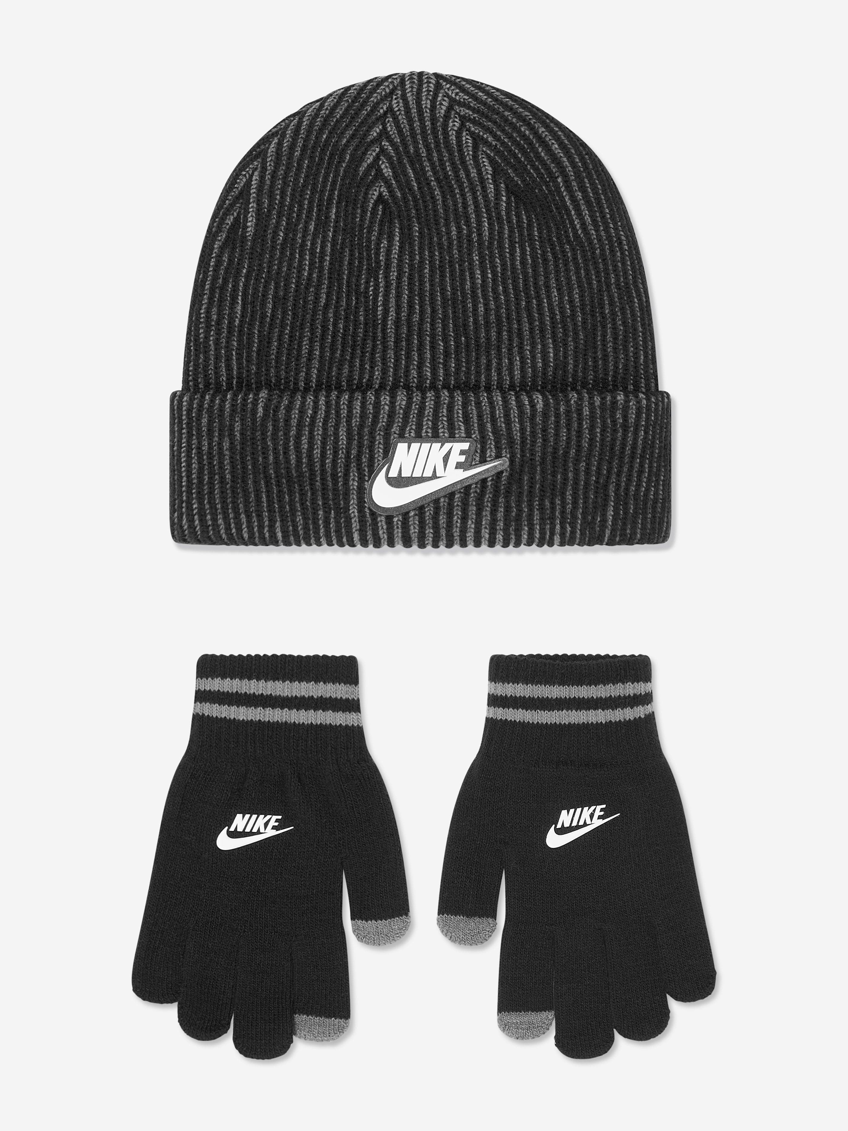 Kids Two Tone Rib Beanie and Glove Set in Black Free Shipping Hot Sale