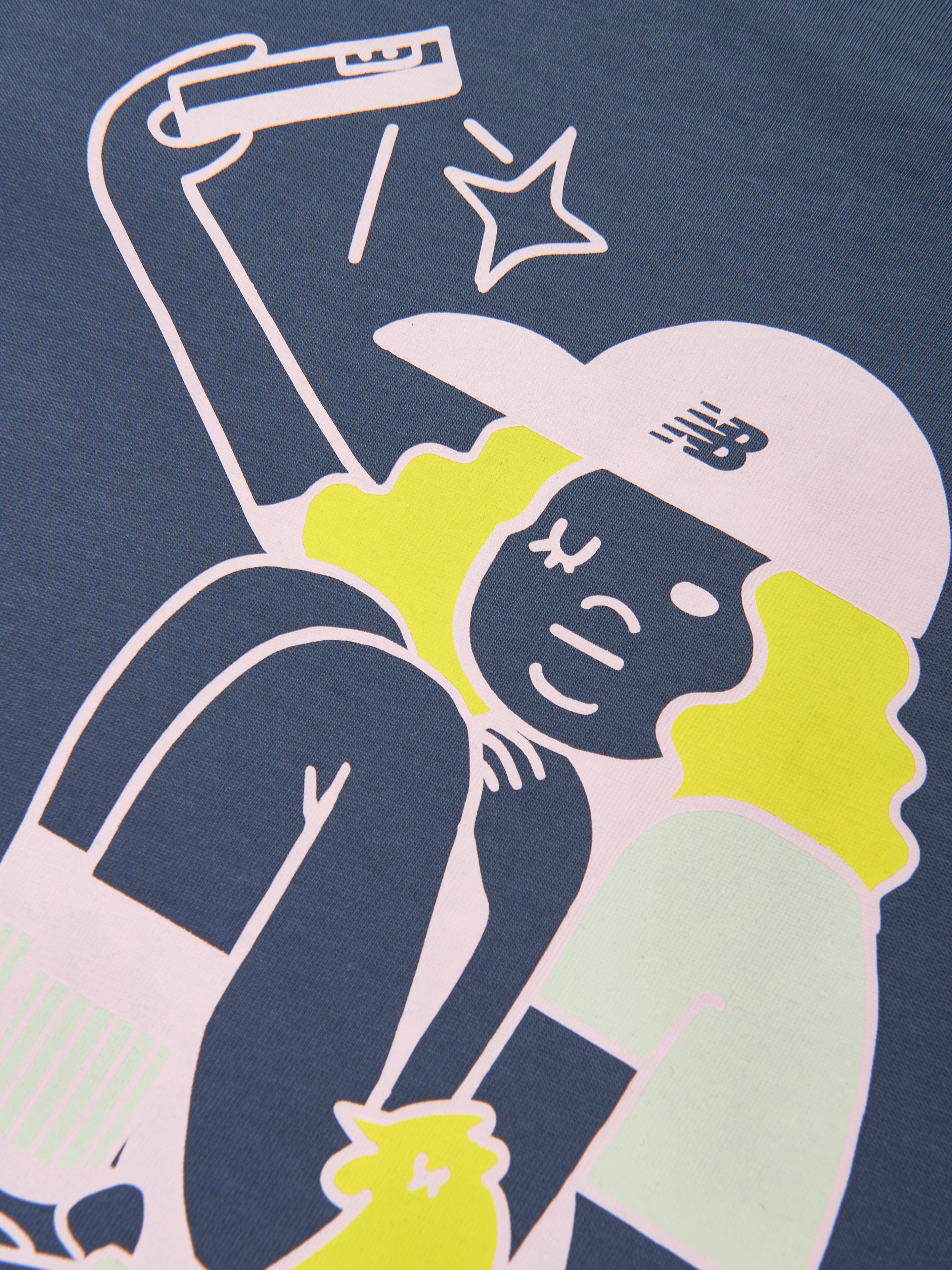 New Balance Girls Selfie Graphic T-Shirt in Blue View Cheap Pice