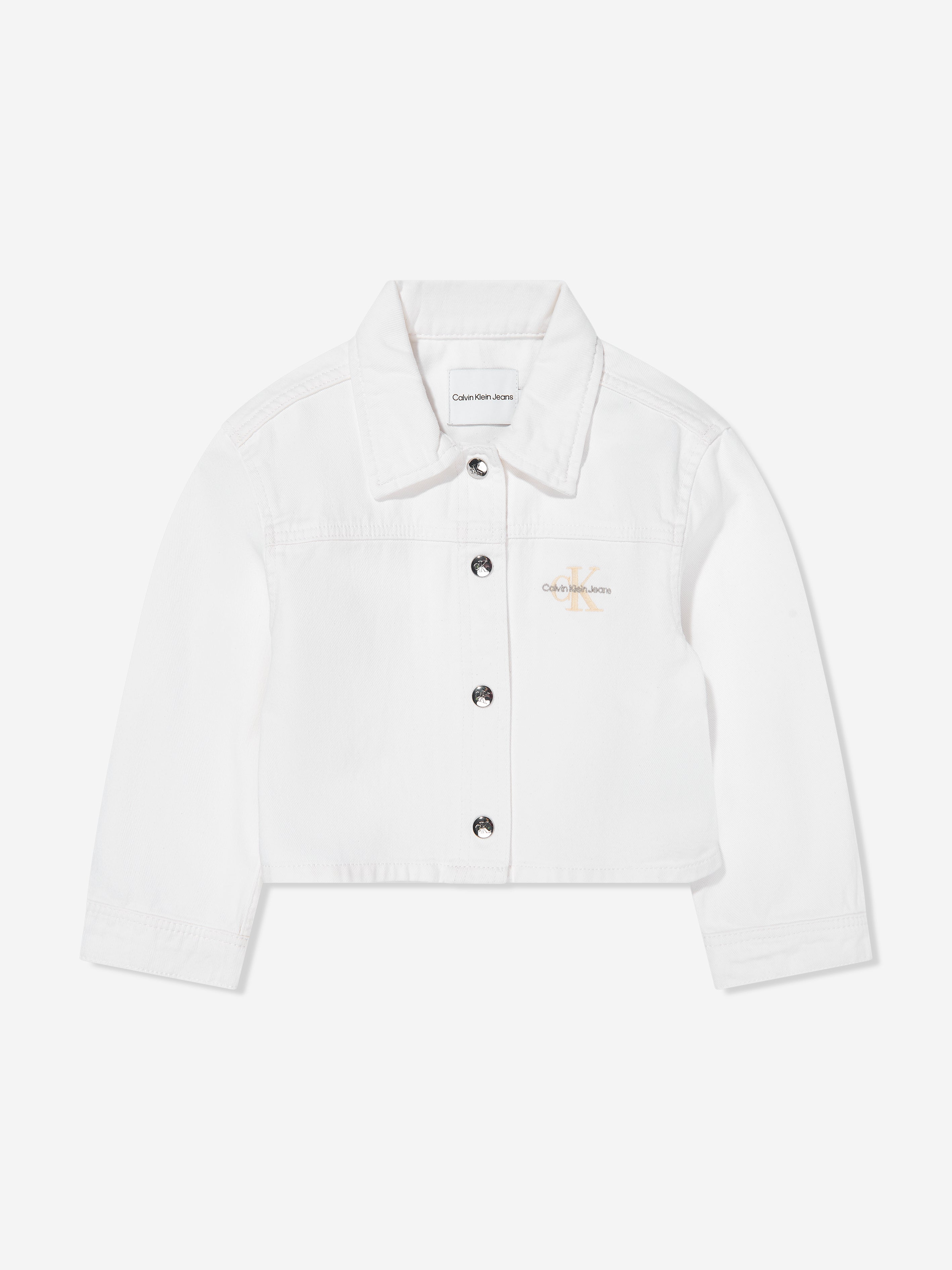 Calvin Klein Girls Button Denim Jacket in Ivory Clearance Low Shipping