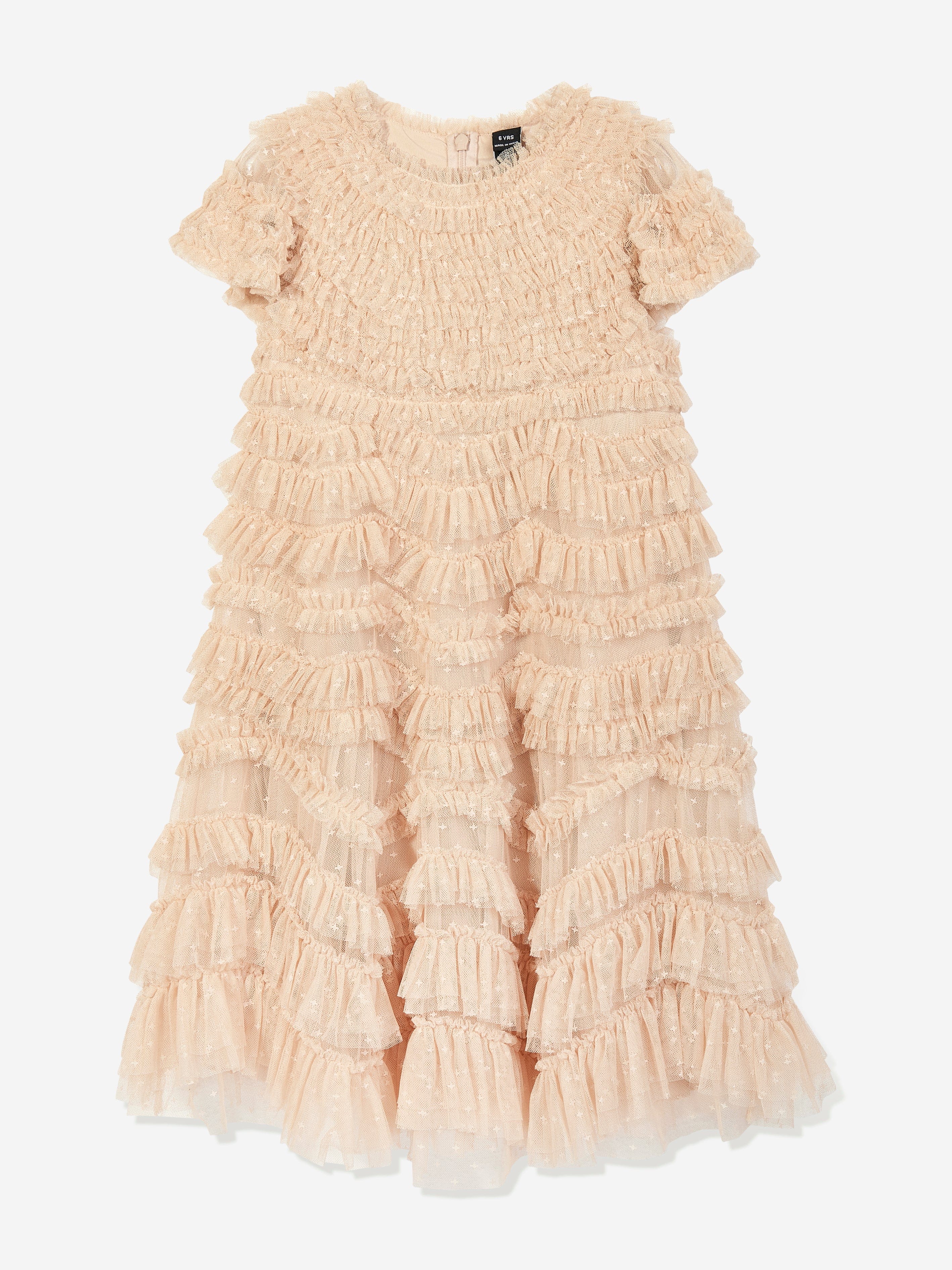 Needle & Thread Girls Wild Rose Ruffle Dress in Gold Cheap Exclusive