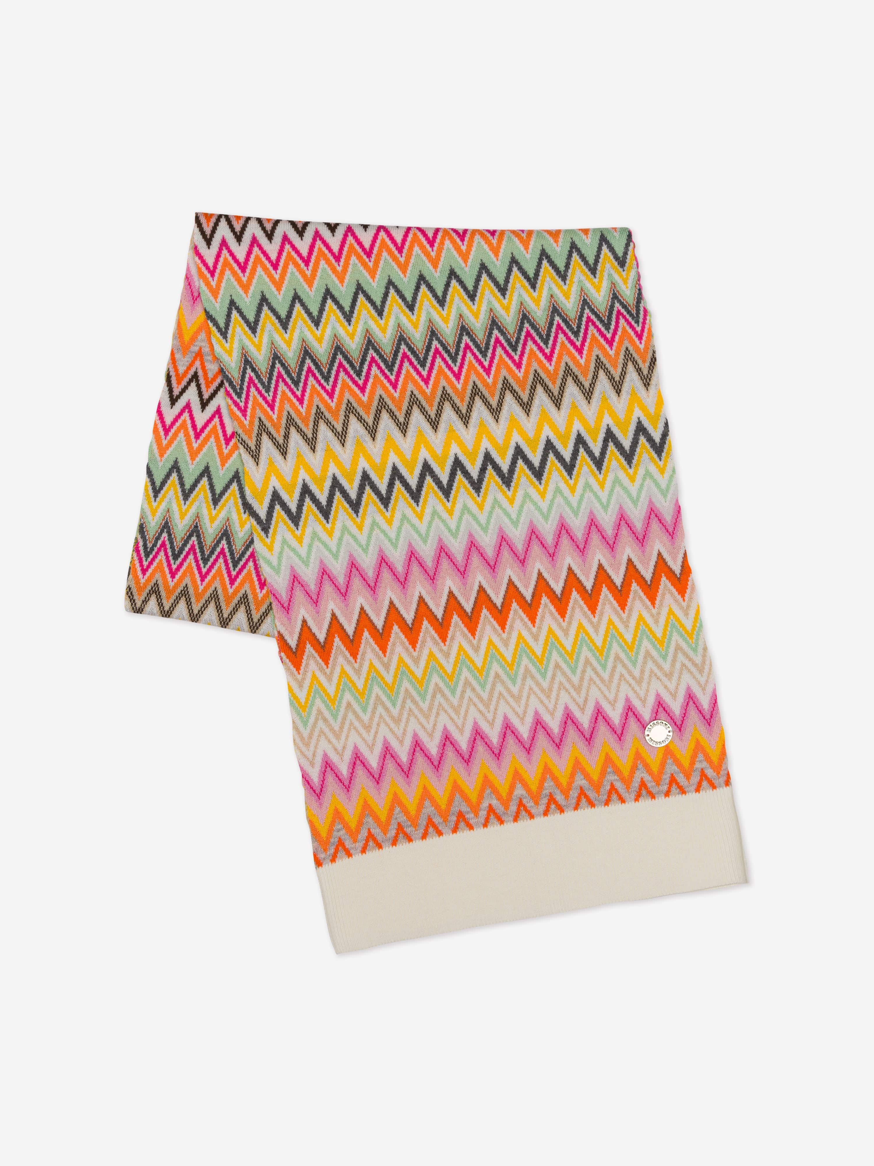 Missoni Girls Zigzag Wool Scarf in Multicolour Clearance Limited Edition