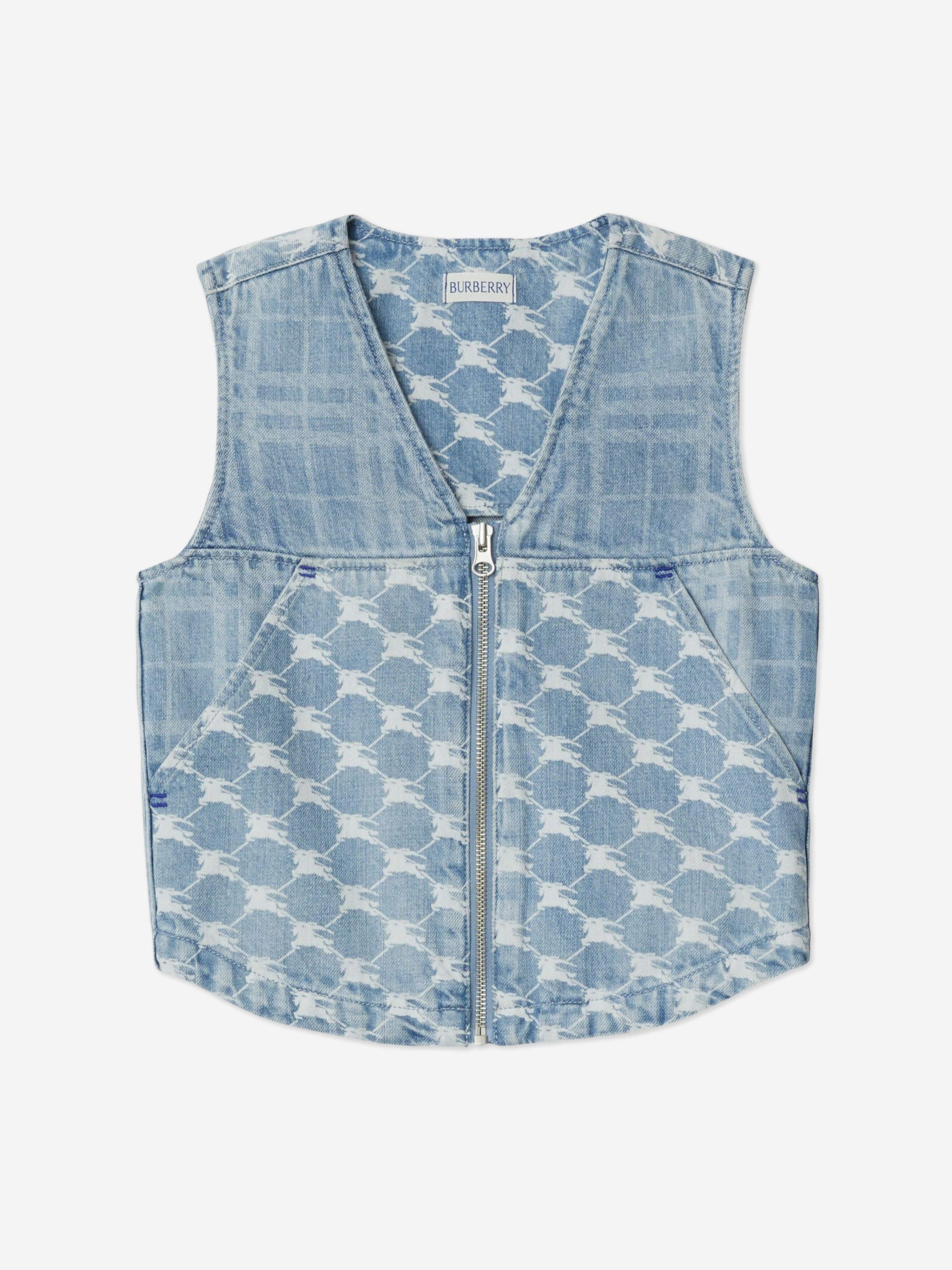 Burberry Girls Wendy Zip Up Gilet in Blue Outlet Fashion Style