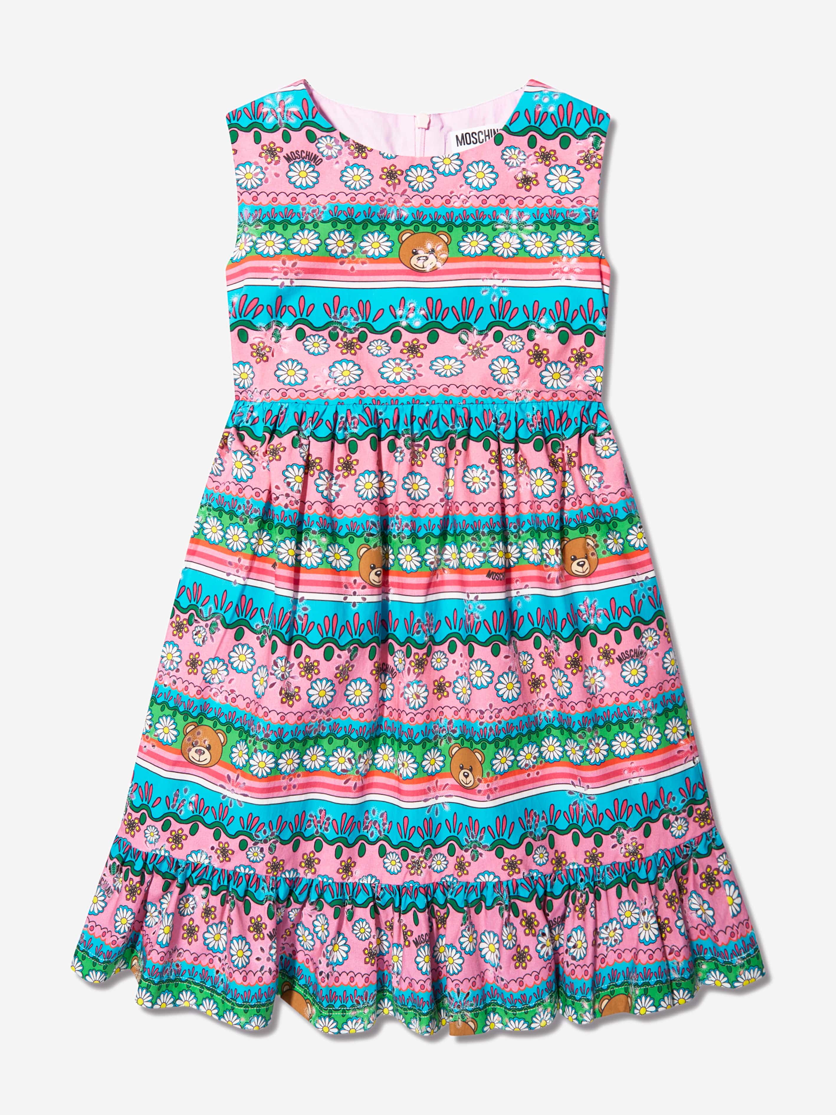 Moschino Girls Sleeveless Patterned Dress in Multicolour Clearance Amazing Pice